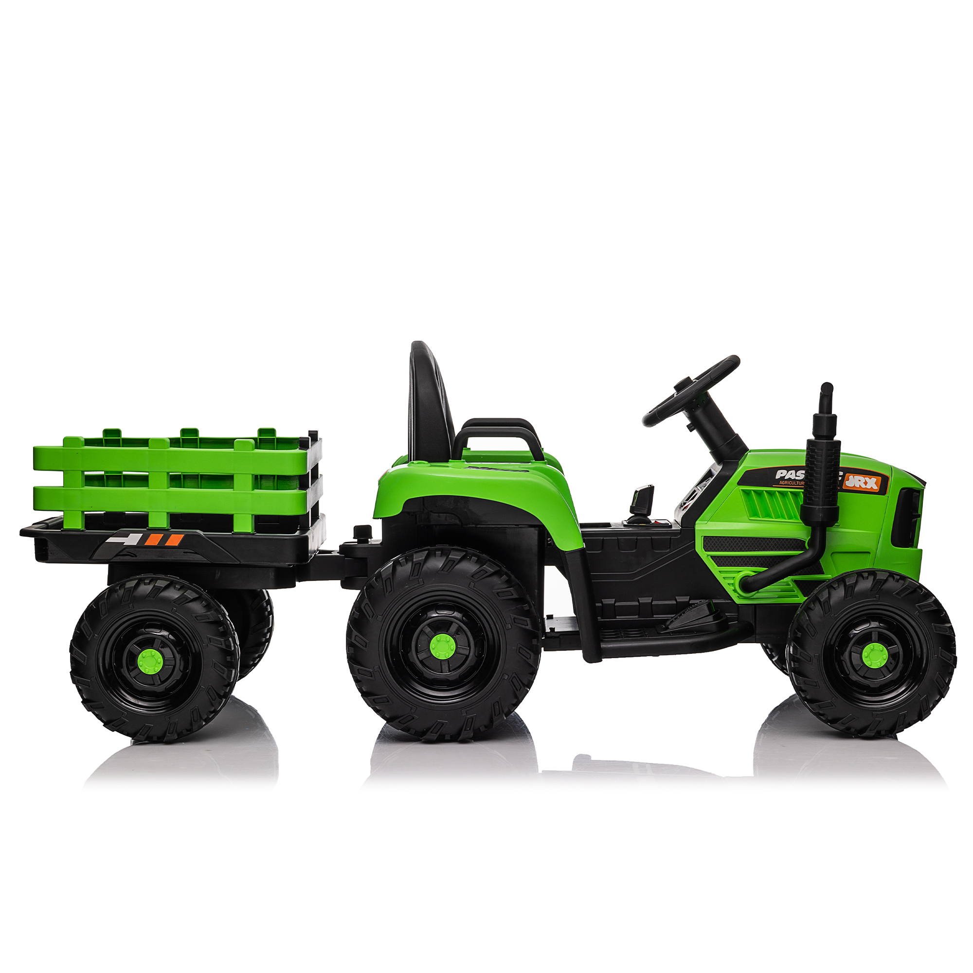 Ride on Tractor with Trailer,12V Battery Powered Electric Tractor Toy w/Remote Control,electric car for kids,Three speed adjustable,Power display, USB,MP3 ,Bluetooth,LED light,Two-point safety belt