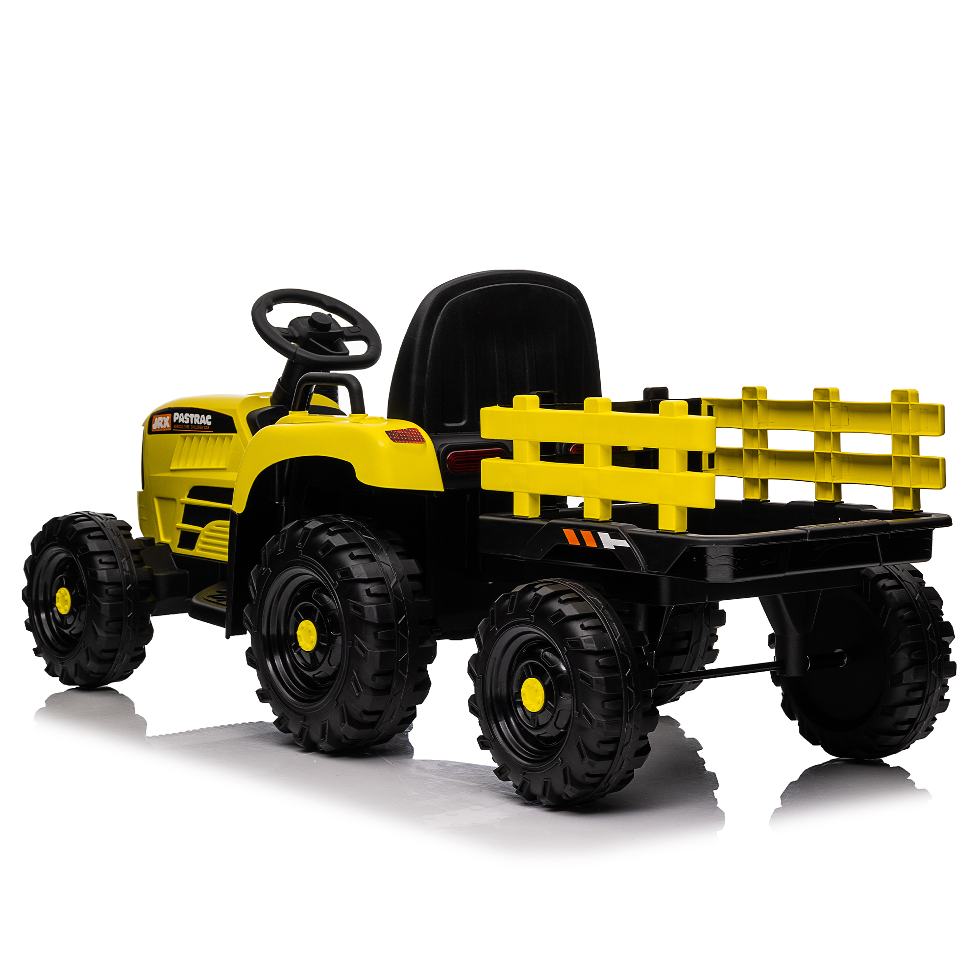 Ride on Tractor with Trailer,12V Battery Powered Electric Tractor Toy w/Remote Control,electric car for kids,Three speed adjustable,Power display, USB,MP3 ,Bluetooth,LED light,Two-point safety belt