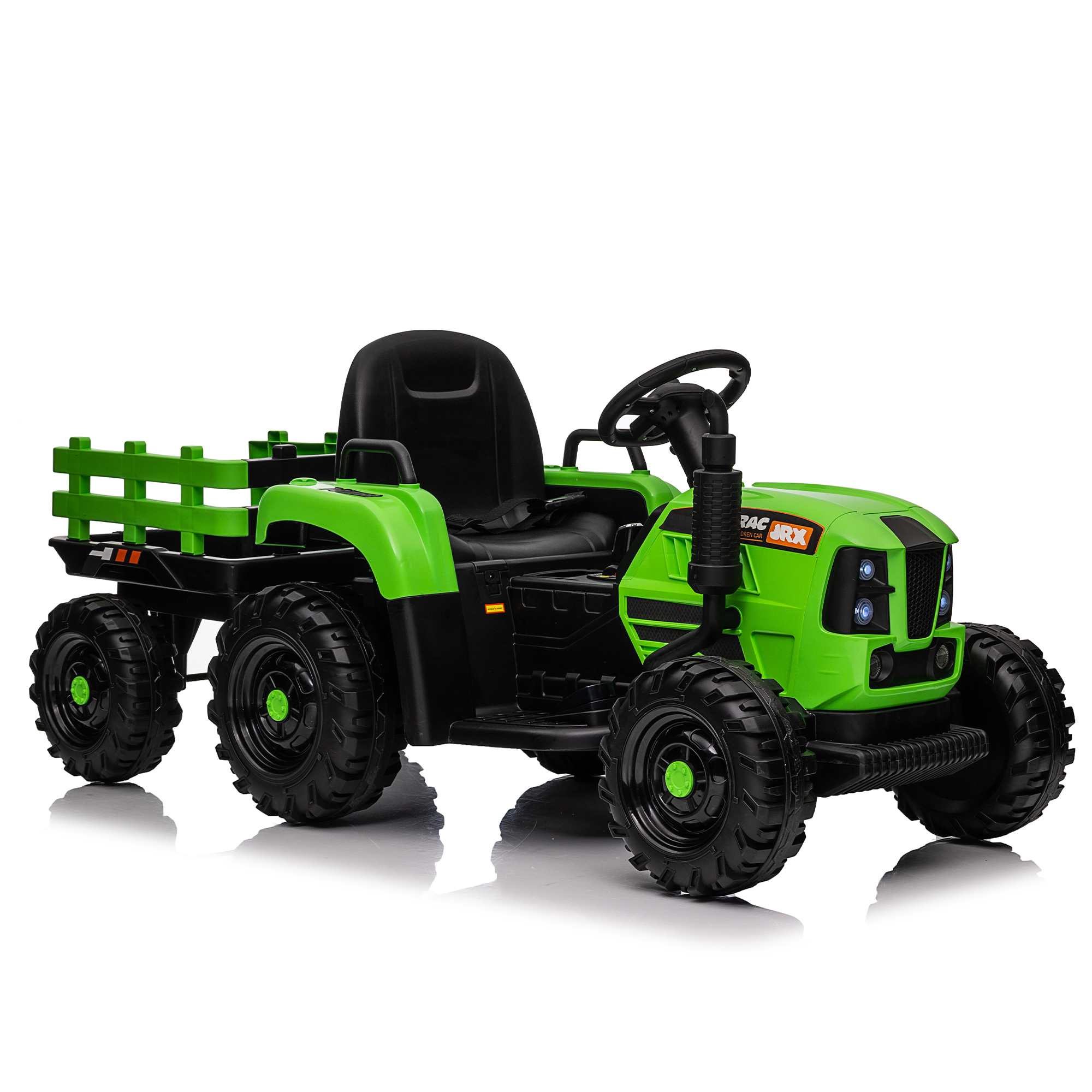 Ride on Tractor with Trailer,12V Battery Powered Electric Tractor Toy w/Remote Control,electric car for kids,Three speed adjustable,Power display, USB,MP3 ,Bluetooth,LED light,Two-point safety belt