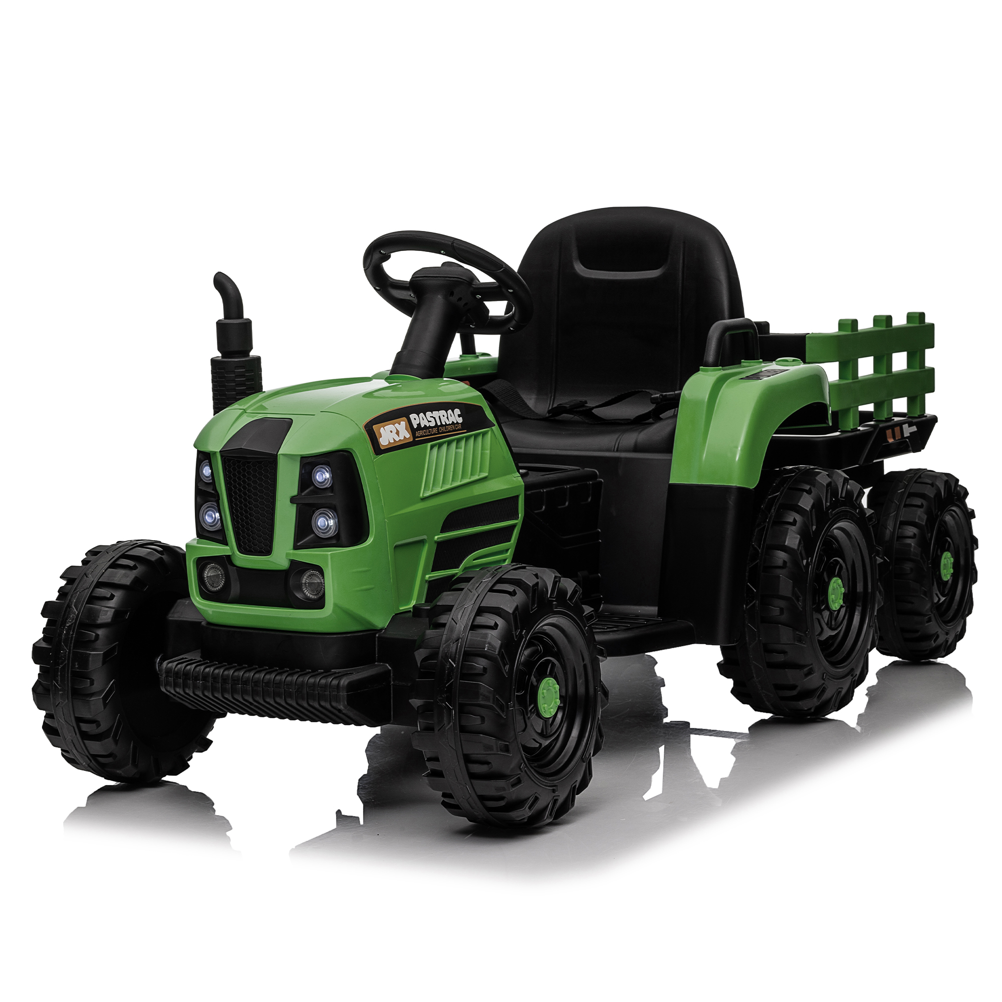 Ride on Tractor with Trailer,12V Battery Powered Electric Tractor Toy w/Remote Control,electric car for kids,Three speed adjustable,Power display, USB,MP3 ,Bluetooth,LED light,Two-point safety belt