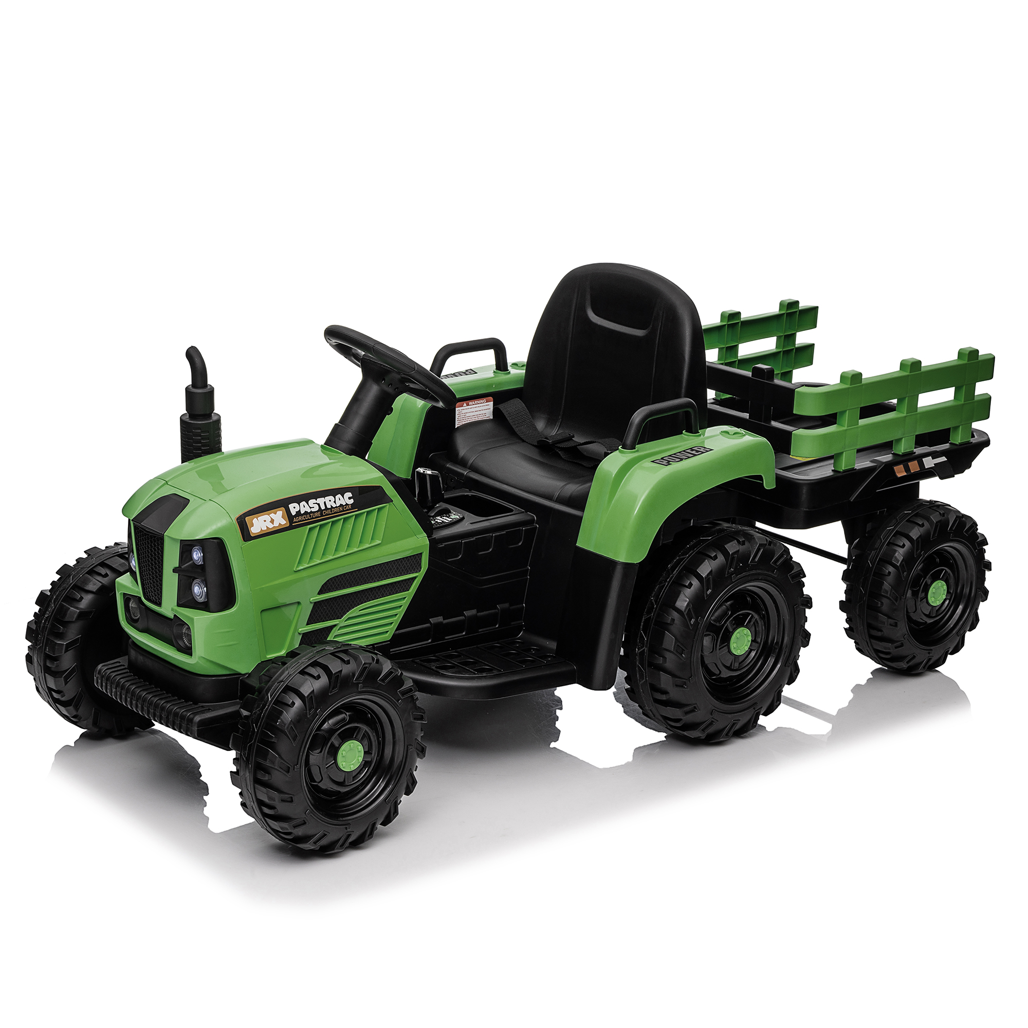 Ride on Tractor with Trailer,12V Battery Powered Electric Tractor Toy w/Remote Control,electric car for kids,Three speed adjustable,Power display, USB,MP3 ,Bluetooth,LED light,Two-point safety belt