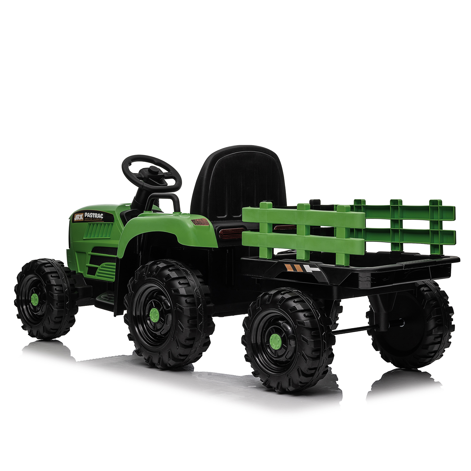 Ride on Tractor with Trailer,12V Battery Powered Electric Tractor Toy w/Remote Control,electric car for kids,Three speed adjustable,Power display, USB,MP3 ,Bluetooth,LED light,Two-point safety belt