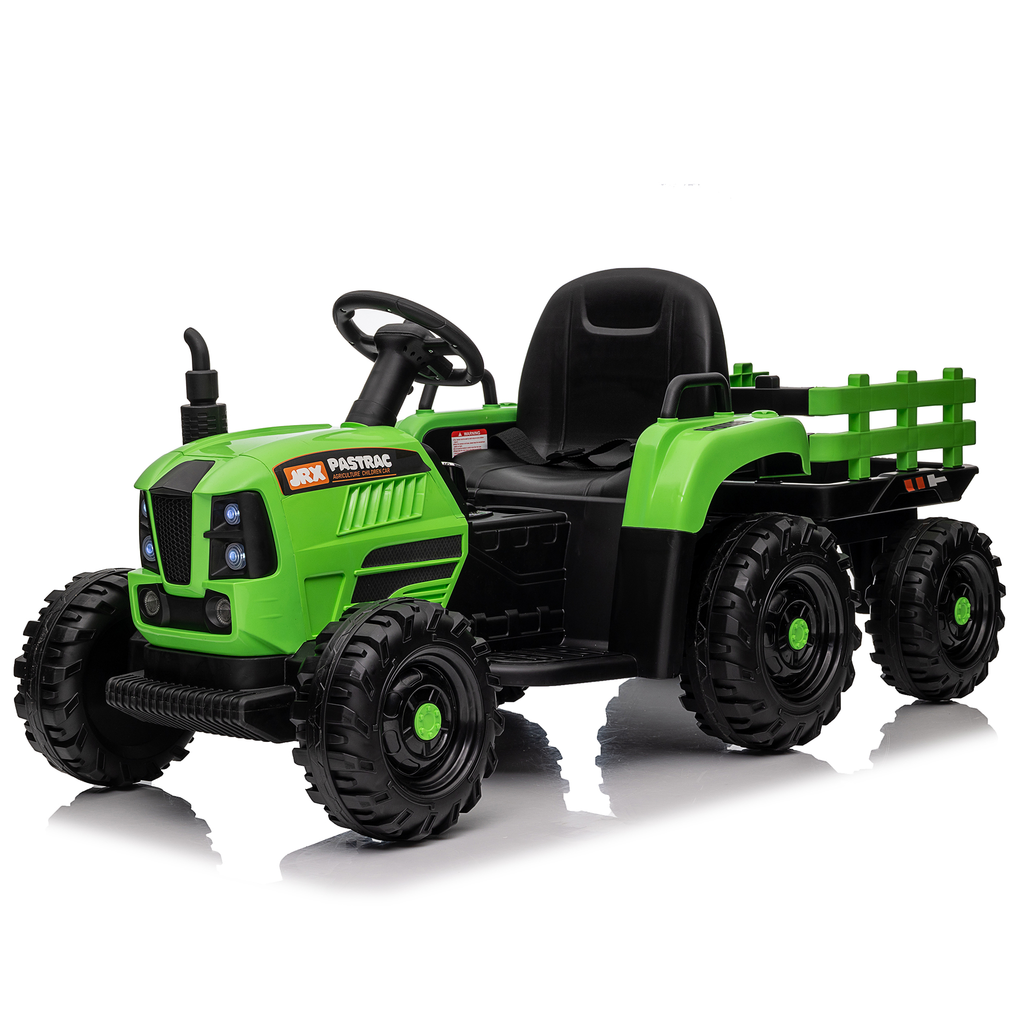 Ride on Tractor with Trailer,12V Battery Powered Electric Tractor Toy w/Remote Control,electric car for kids,Three speed adjustable,Power display, USB,MP3 ,Bluetooth,LED light,Two-point safety belt