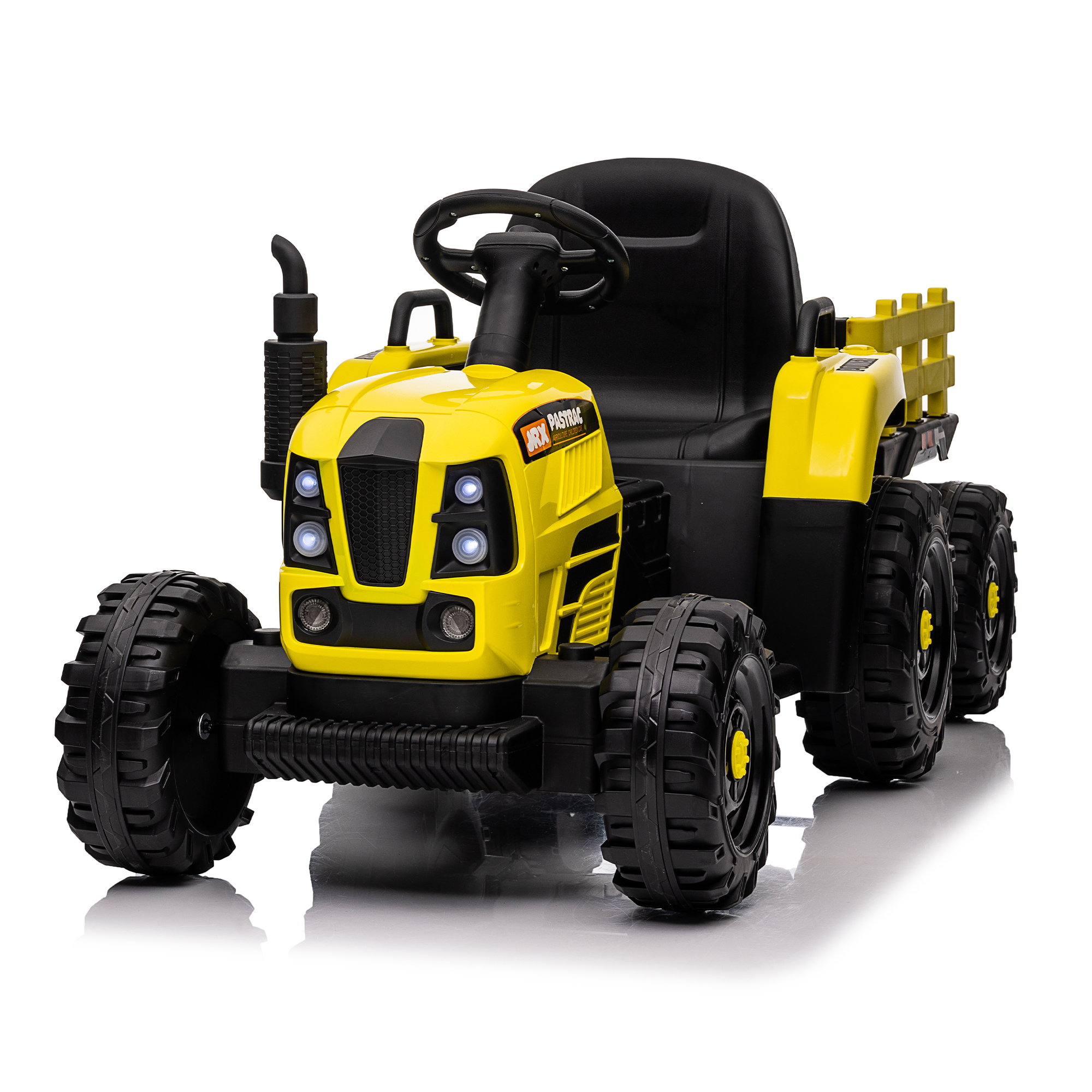 Ride on Tractor with Trailer,12V Battery Powered Electric Tractor Toy w/Remote Control,electric car for kids,Three speed adjustable,Power display, USB,MP3 ,Bluetooth,LED light,Two-point safety belt