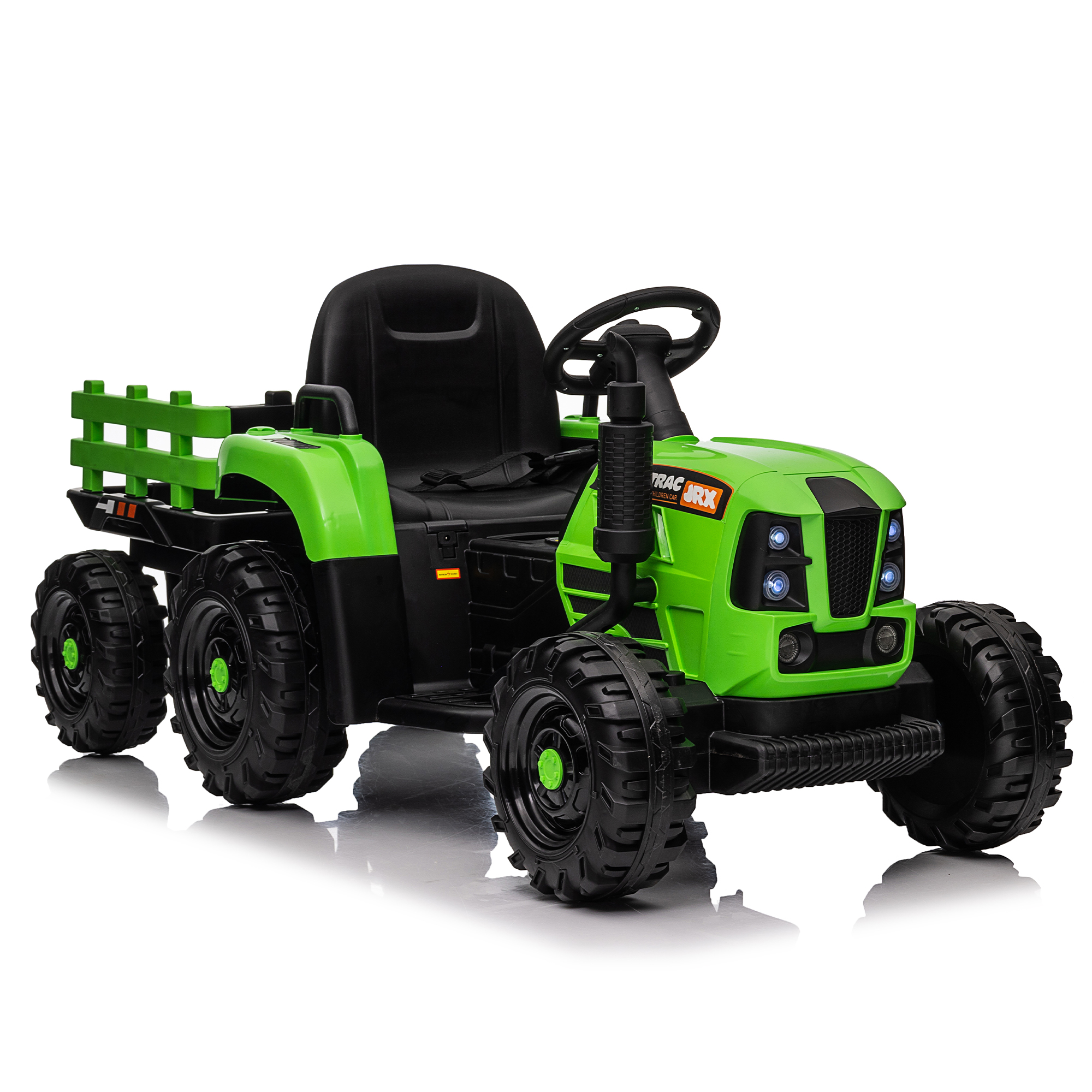 Ride on Tractor with Trailer,12V Battery Powered Electric Tractor Toy w/Remote Control,electric car for kids,Three speed adjustable,Power display, USB,MP3 ,Bluetooth,LED light,Two-point safety belt