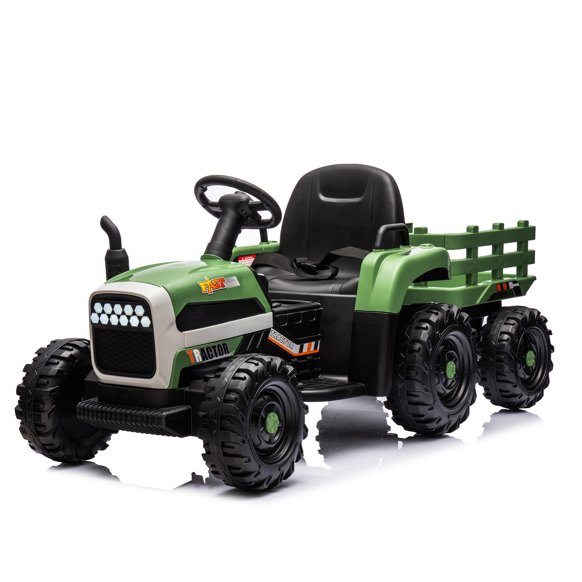 Ride on Tractor2.0 with Trailer,24V Battery Powered Electric Tractor Toy, 200w*2motor 1.86-4.97MPH/Remote Control,electric car for kids,Three speed adjustable,USB,MP3 ,Bluetooth,LED light, safety belt