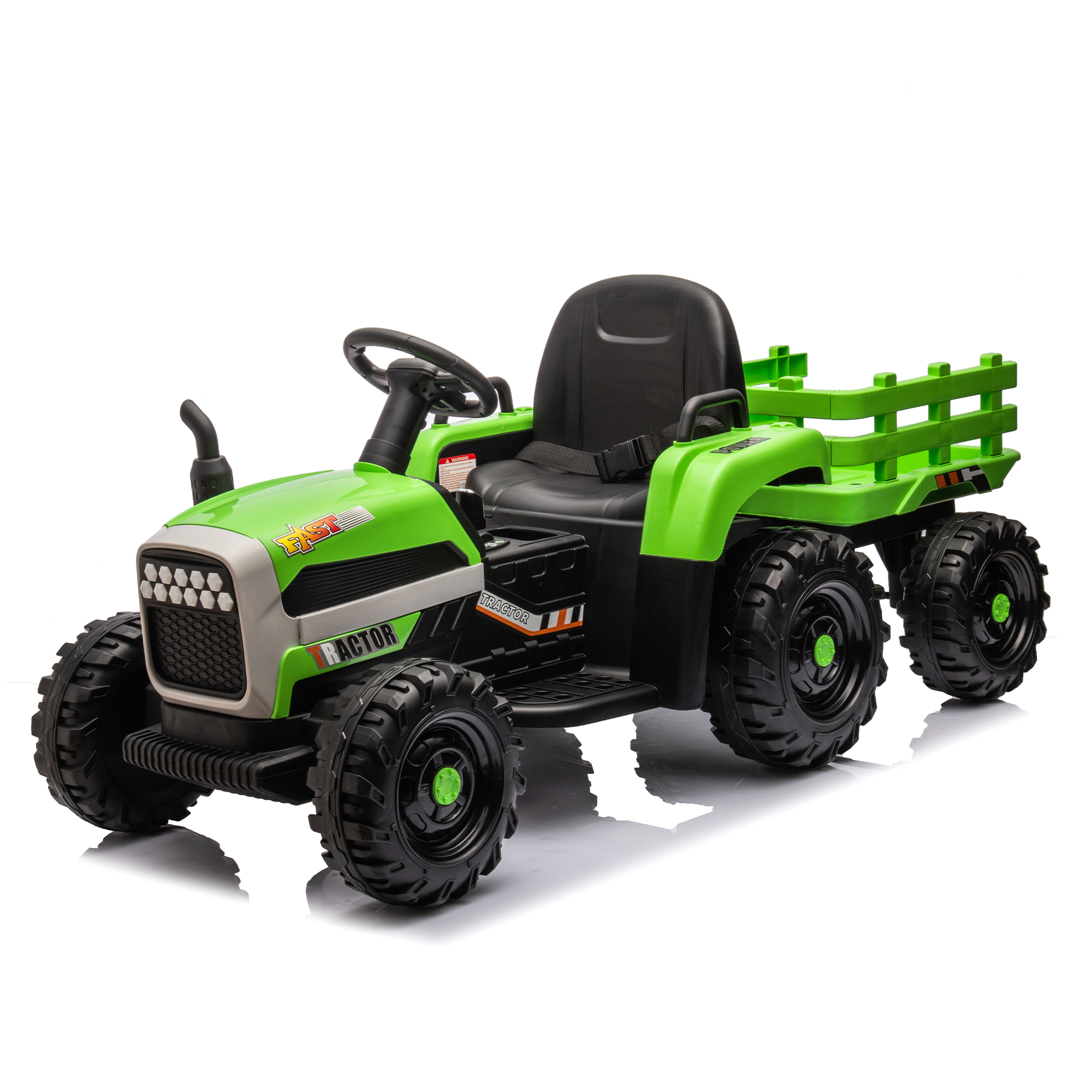 Ride on Tractor with Trailer,12V Battery Powered Electric Tractor Toy w/Remote Control,electric car for kids,Three speed adjustable,Power display, USB,MP3 ,Bluetooth,LED light,Two-point safety belt