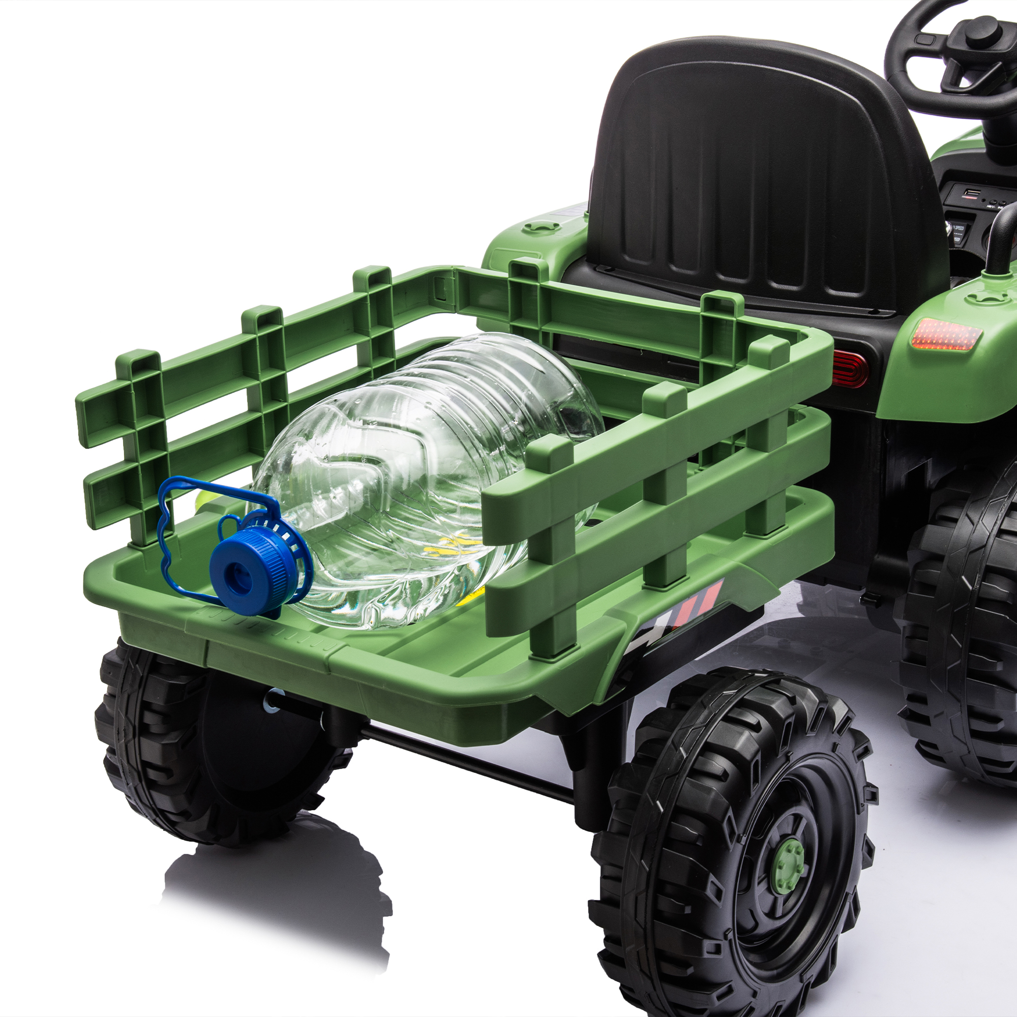 Ride on Tractor2.0 with Trailer,24V Battery Powered Electric Tractor Toy, 200w*2motor 1.86-4.97MPH/Remote Control,electric car for kids,Three speed adjustable,USB,MP3 ,Bluetooth,LED light, safety belt