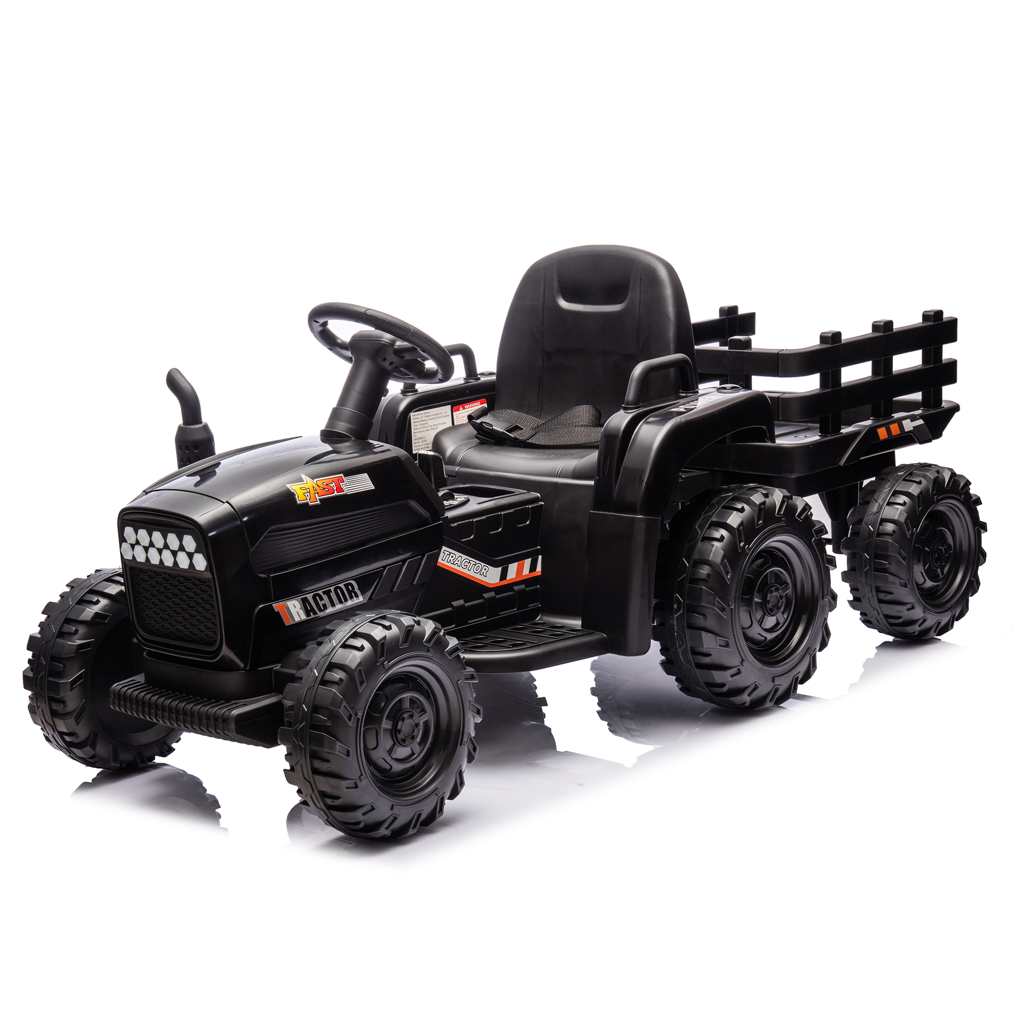 Ride on Tractor2.0 with Trailer,24V Battery Powered Electric Tractor Toy, 200w*2motor 1.86-4.97MPH/Remote Control,electric car for kids,Three speed adjustable,USB,MP3 ,Bluetooth,LED light, safety belt