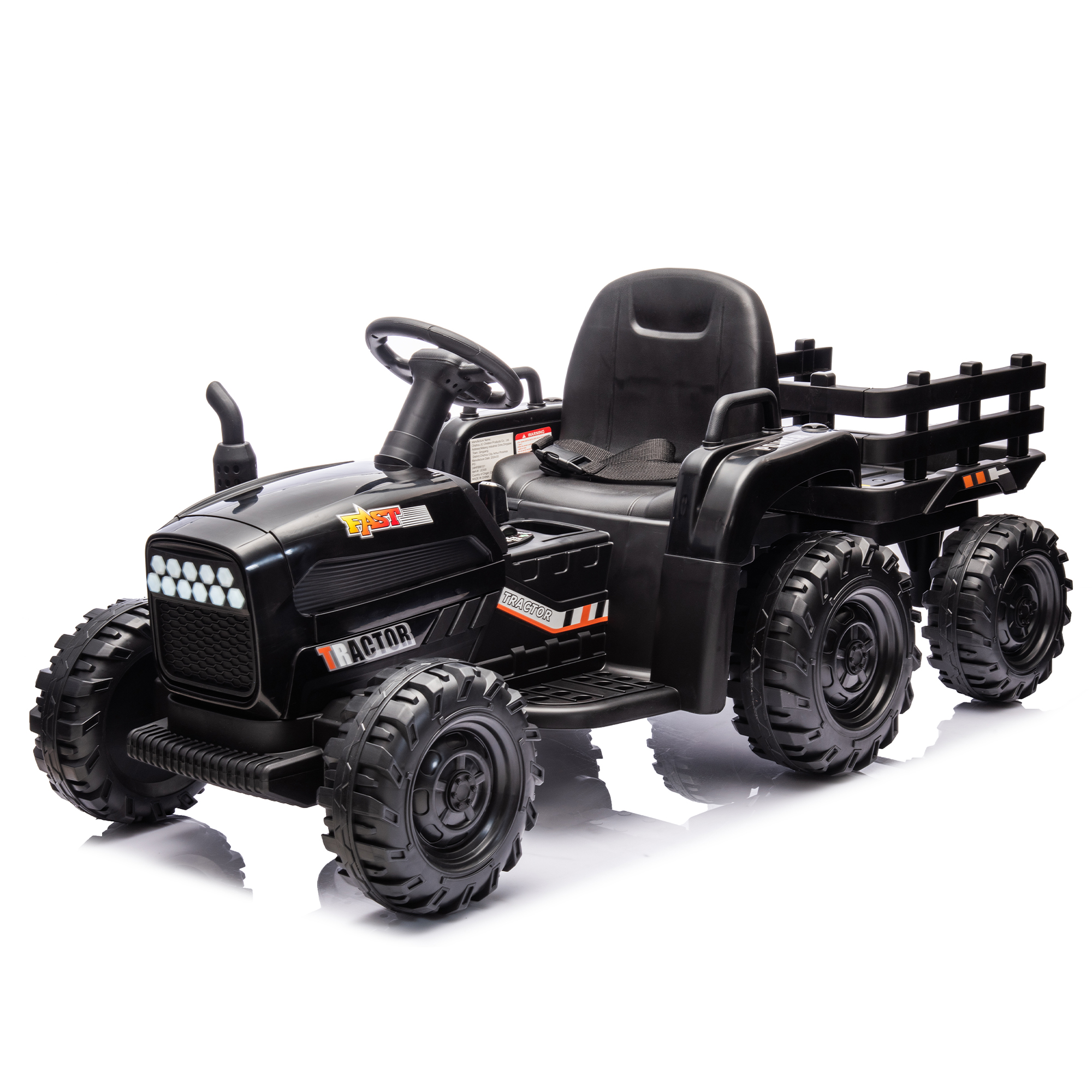 Ride on Tractor2.0 with Trailer,24V Battery Powered Electric Tractor Toy, 200w*2motor 1.86-4.97MPH/Remote Control,electric car for kids,Three speed adjustable,USB,MP3 ,Bluetooth,LED light, safety belt