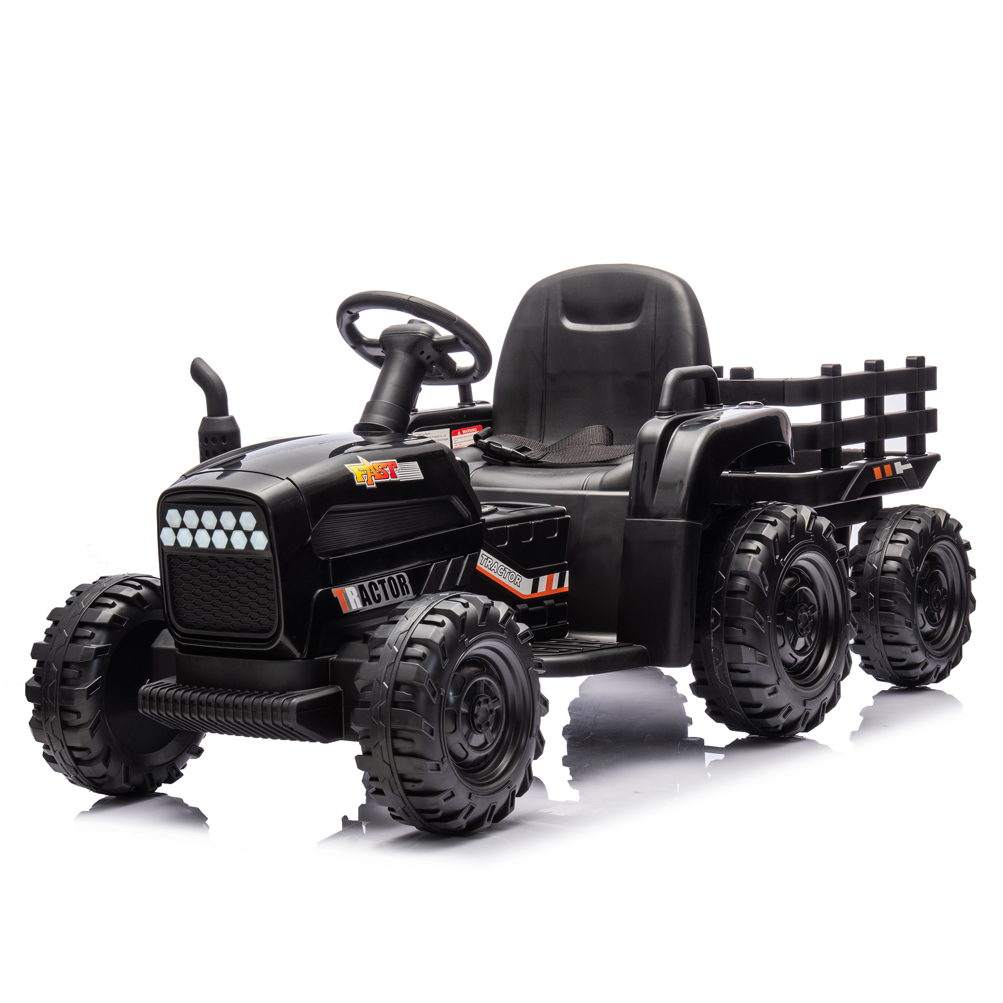 Ride on Tractor2.0 with Trailer,24V Battery Powered Electric Tractor Toy, 200w*2motor 1.86-4.97MPH/Remote Control,electric car for kids,Three speed adjustable,USB,MP3 ,Bluetooth,LED light, safety belt