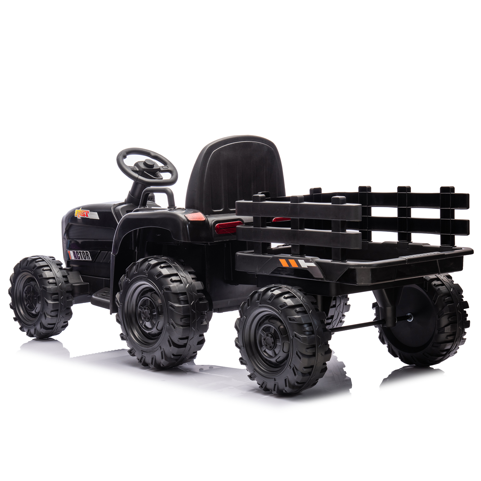 Ride on Tractor2.0 with Trailer,24V Battery Powered Electric Tractor Toy, 200w*2motor 1.86-4.97MPH/Remote Control,electric car for kids,Three speed adjustable,USB,MP3 ,Bluetooth,LED light, safety belt