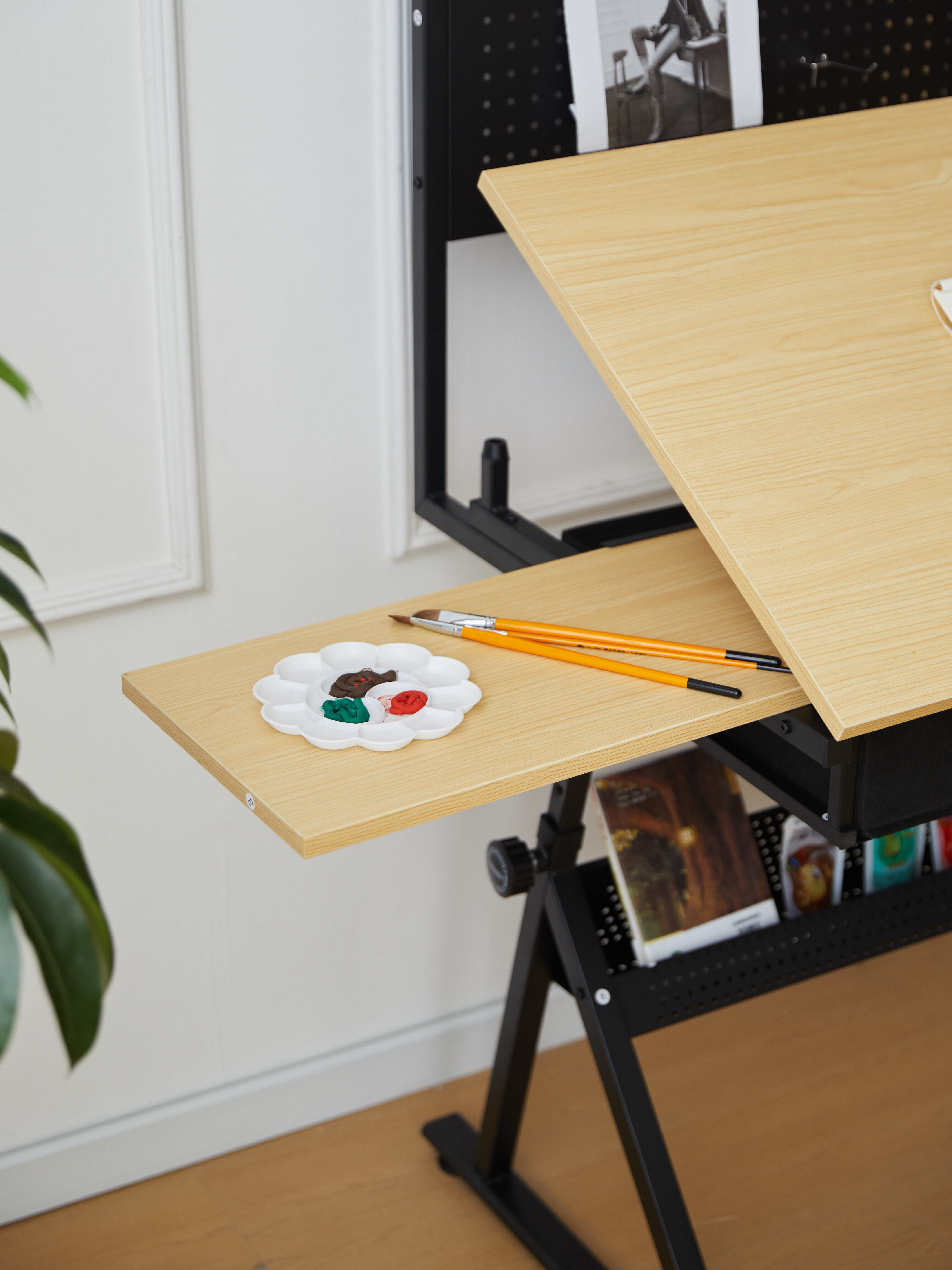 drafting table with  Metal perforated board pannel