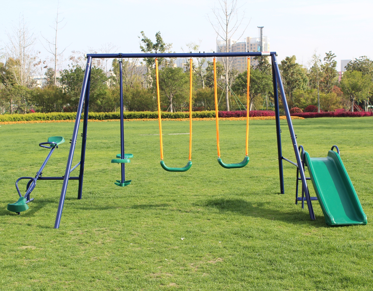 Metal Swing Set w/ Slide