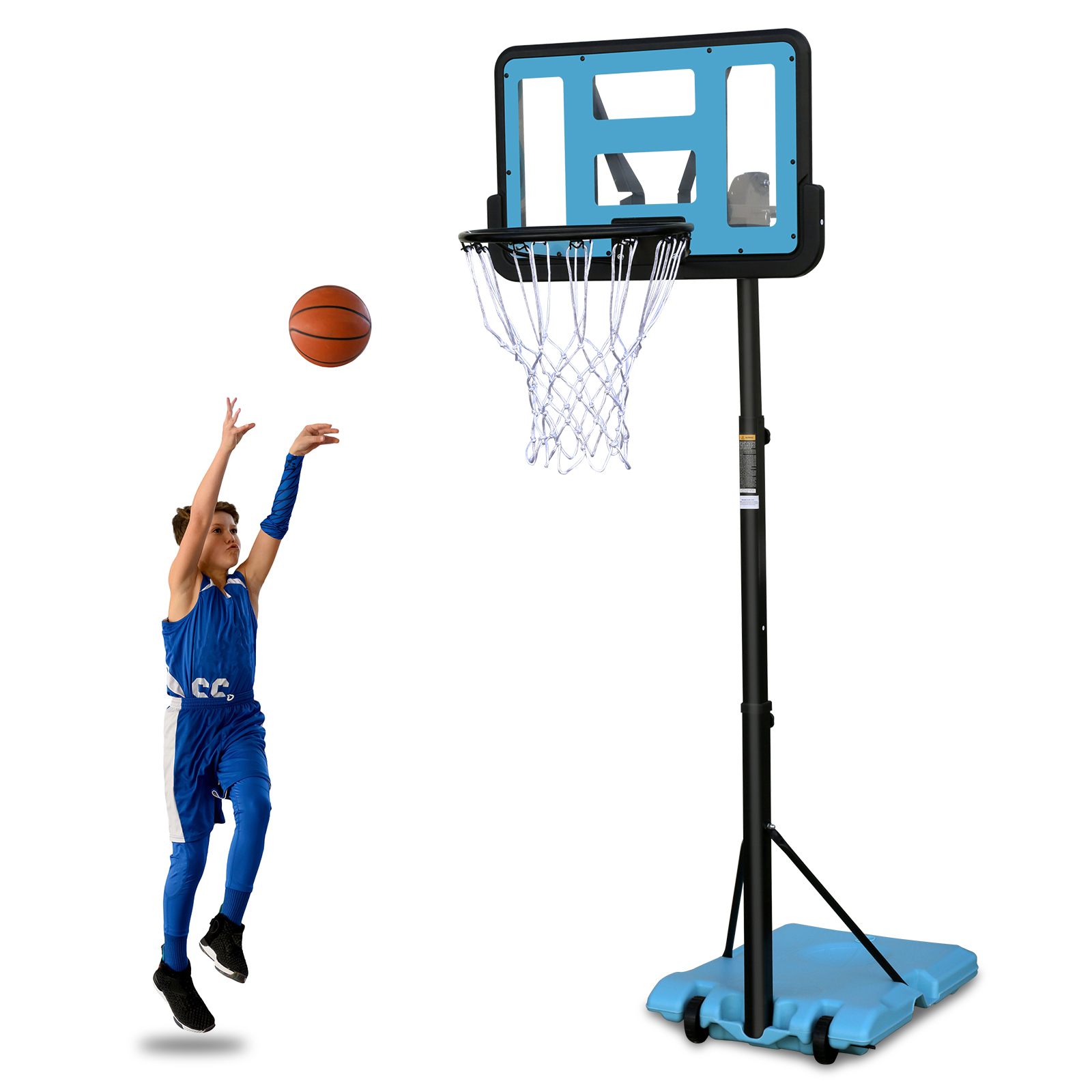 Use for Outdoor Height Adjustable 4.8 to 7.7ft Basketball Hoop 44 Inch Backboard Portable Basketball Goal System with Stable Base and Wheels