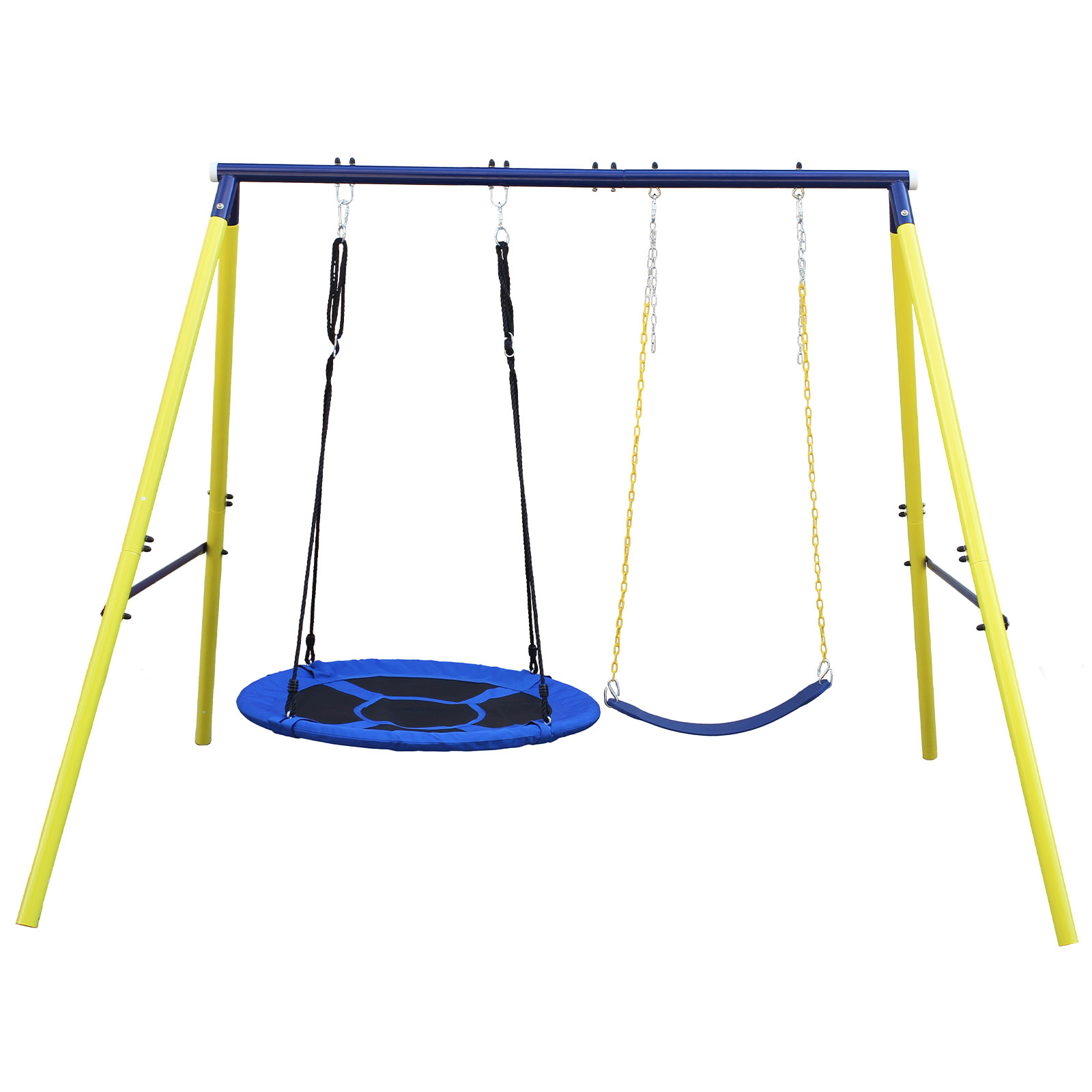 Indoor/Outdoor Metal Swing Set with Safety Belt for Backyard