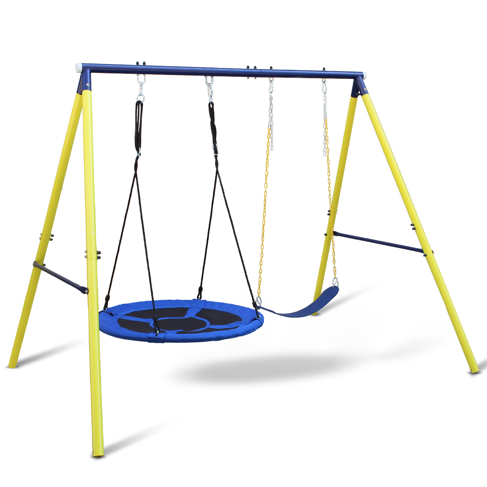 Indoor/Outdoor Metal Swing Set with Safety Belt for Backyard