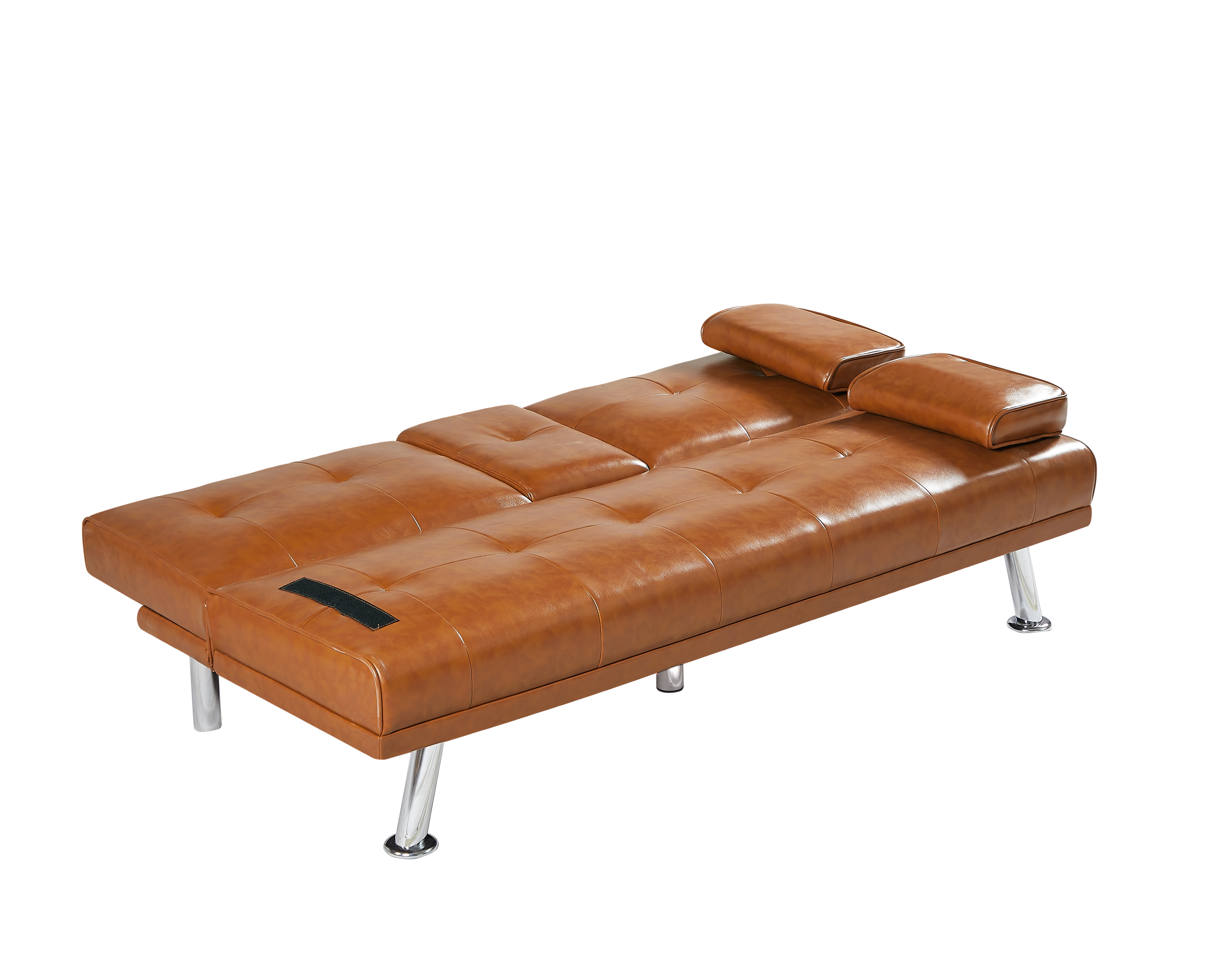 TAN FOLDABLE SOFA BED WITH CUP HOLDER