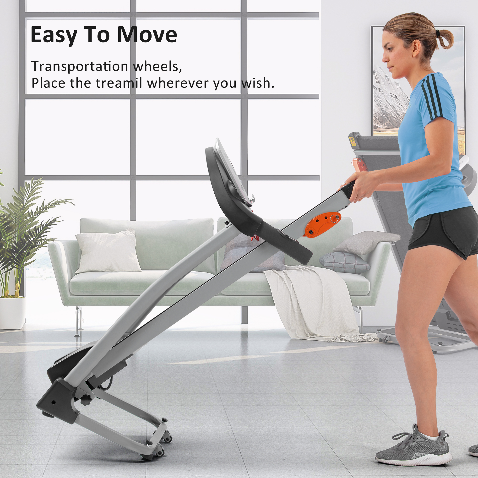 Easy Folding Treadmill for Home Use, 2.5HP Electric Running, Jogging & Walking Machine with Device Holder & Pulse Sensor, 3-Level Incline Adjustable Compact Foldable