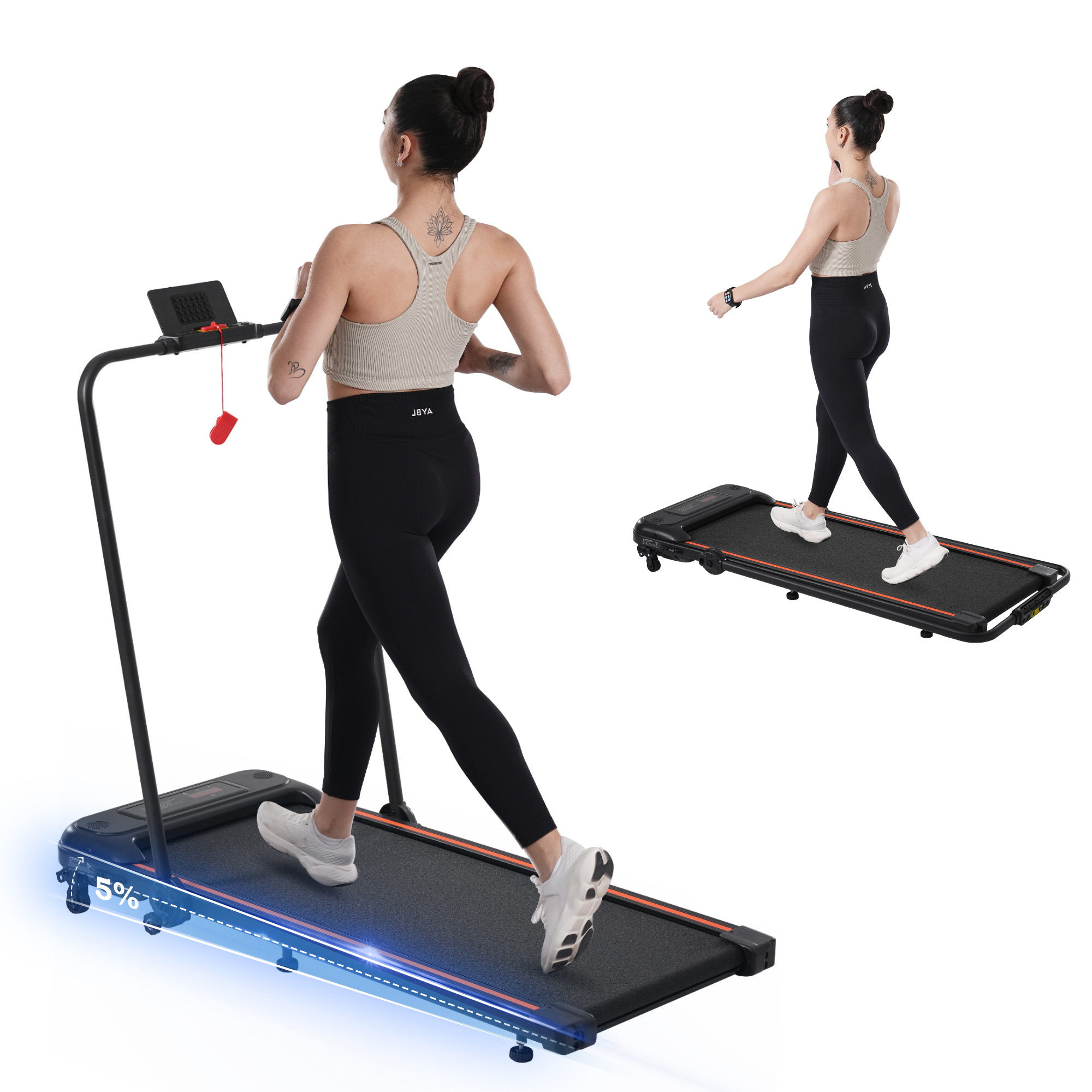 NEW Folding Walking Pad Under Desk Treadmill for Home Office -2.5HP Walking Treadmill With Incline 0.5-7.5MPH 265LBS Capacity Treadmill for Walking Running - Two Ways to Adjust Speed