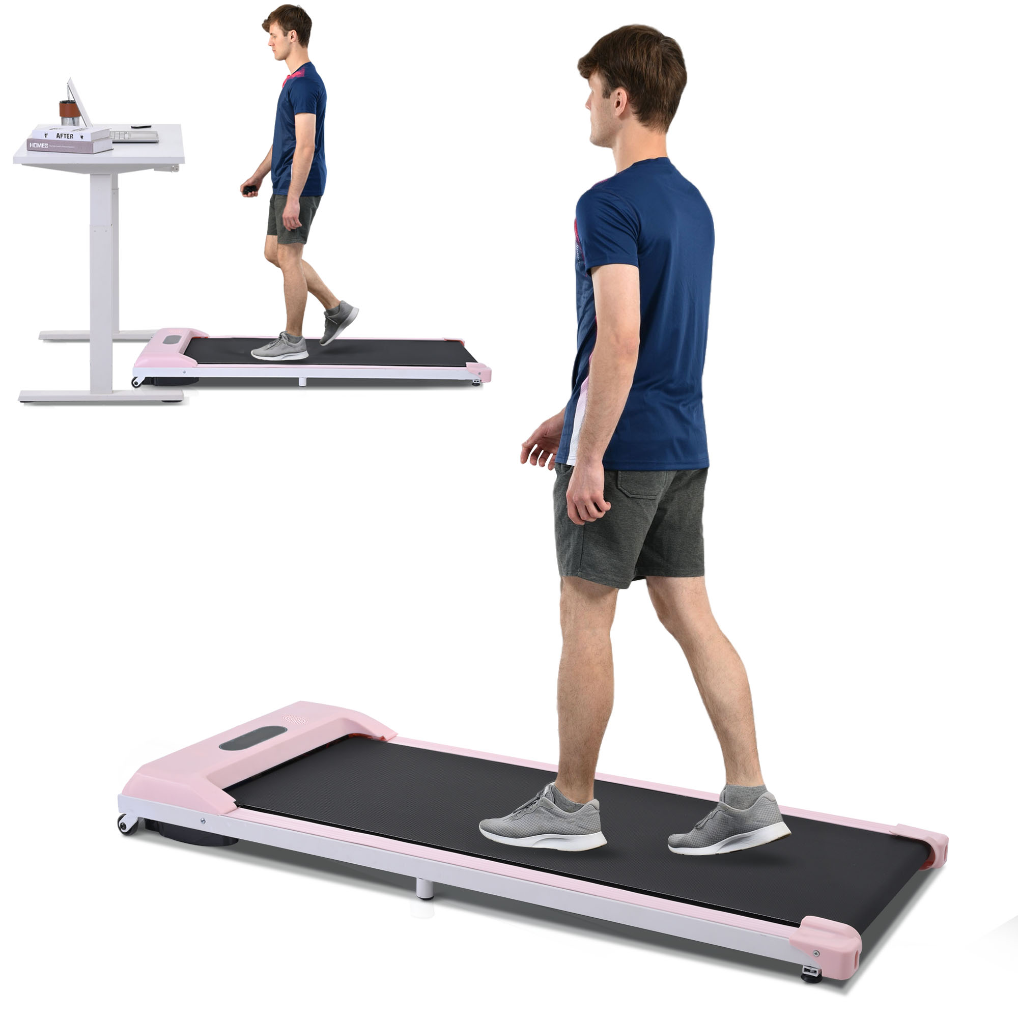 2 in 1 Under Desk Electric Treadmill 2.5HP, Remote Control, Display, Walking Jogging Running Machine Fitness Equipment for Home Gym Office