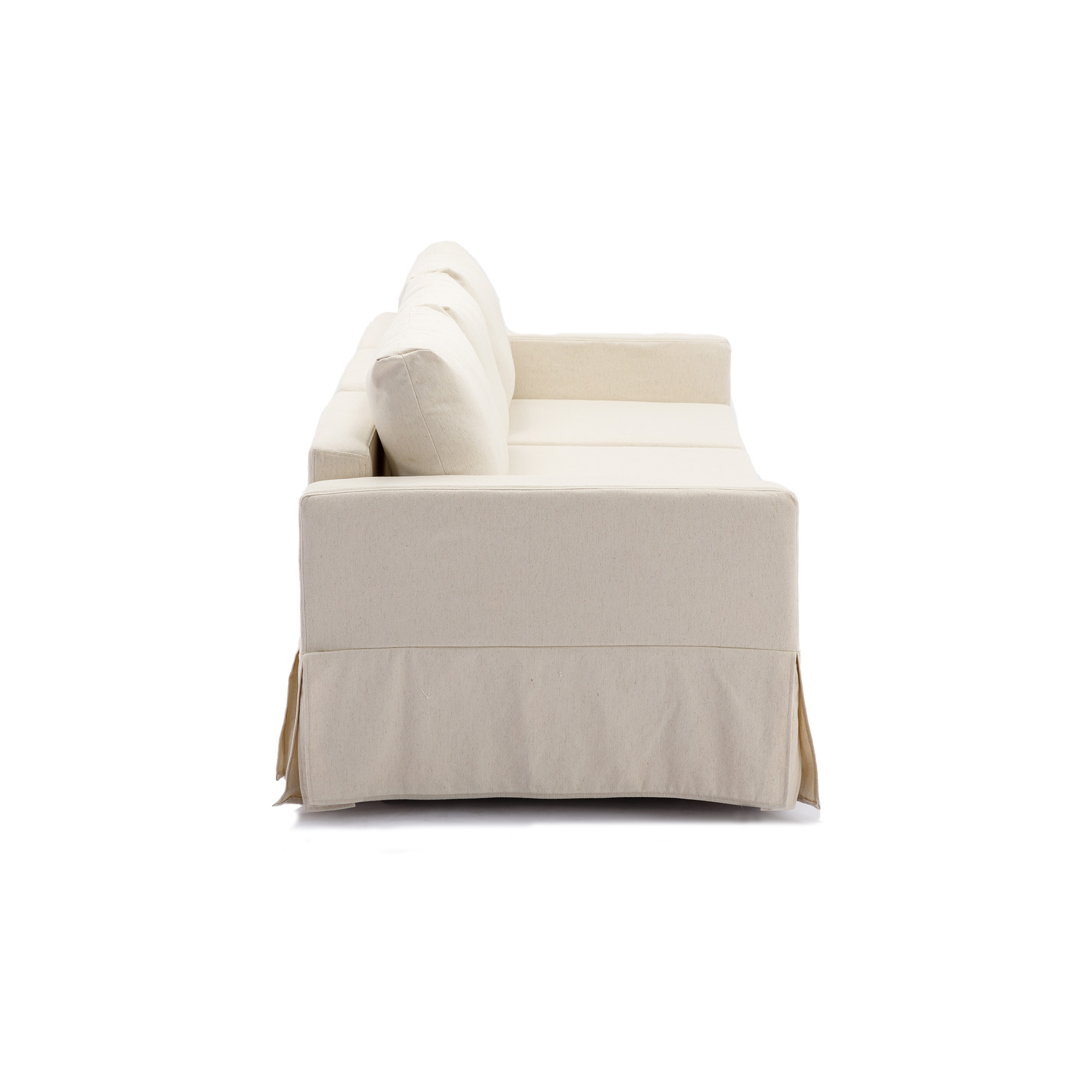 2 Seat Module Sectional Sofa Couch,Seat Cushion and Back Cushion Removable and Washable,Linen Fabric Cover,Cream