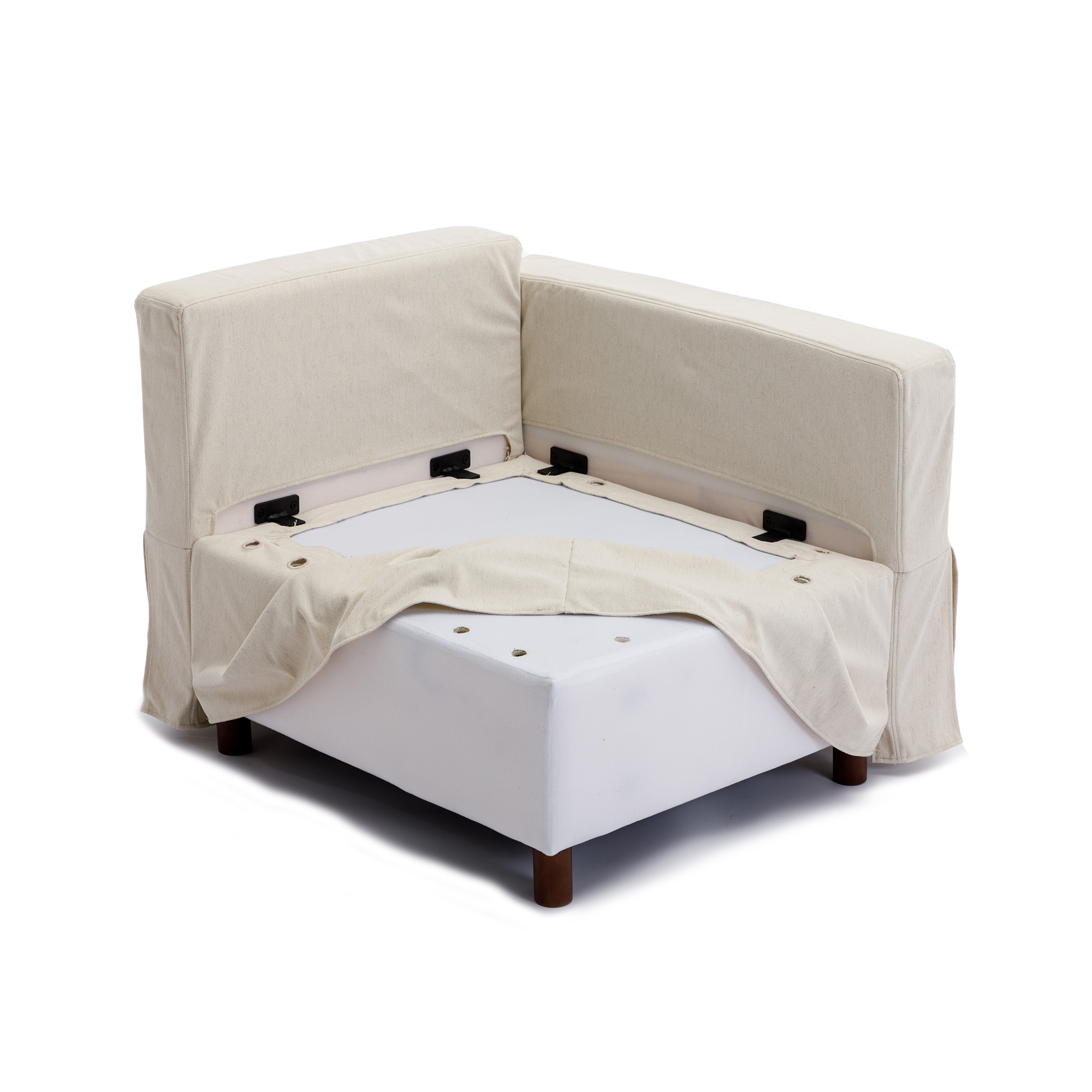 4 Seat Module Sectional Sofa Couch,Seat Cushion and Back Cushion Removable and Washable,Linen Fabric Cover,Cream