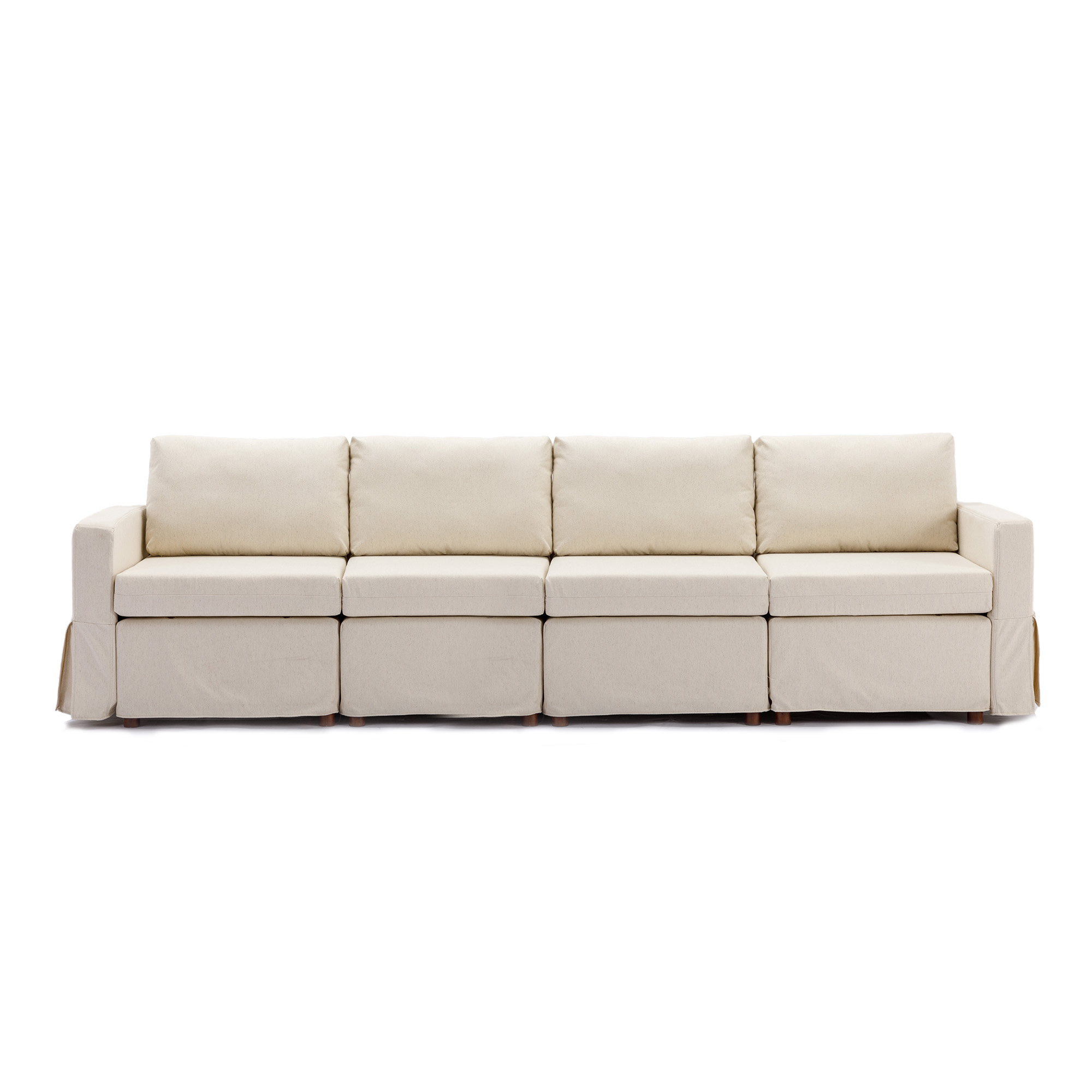 4 Seat Module Sectional Sofa Couch,Seat Cushion and Back Cushion Removable and Washable,Linen Fabric Cover,Cream