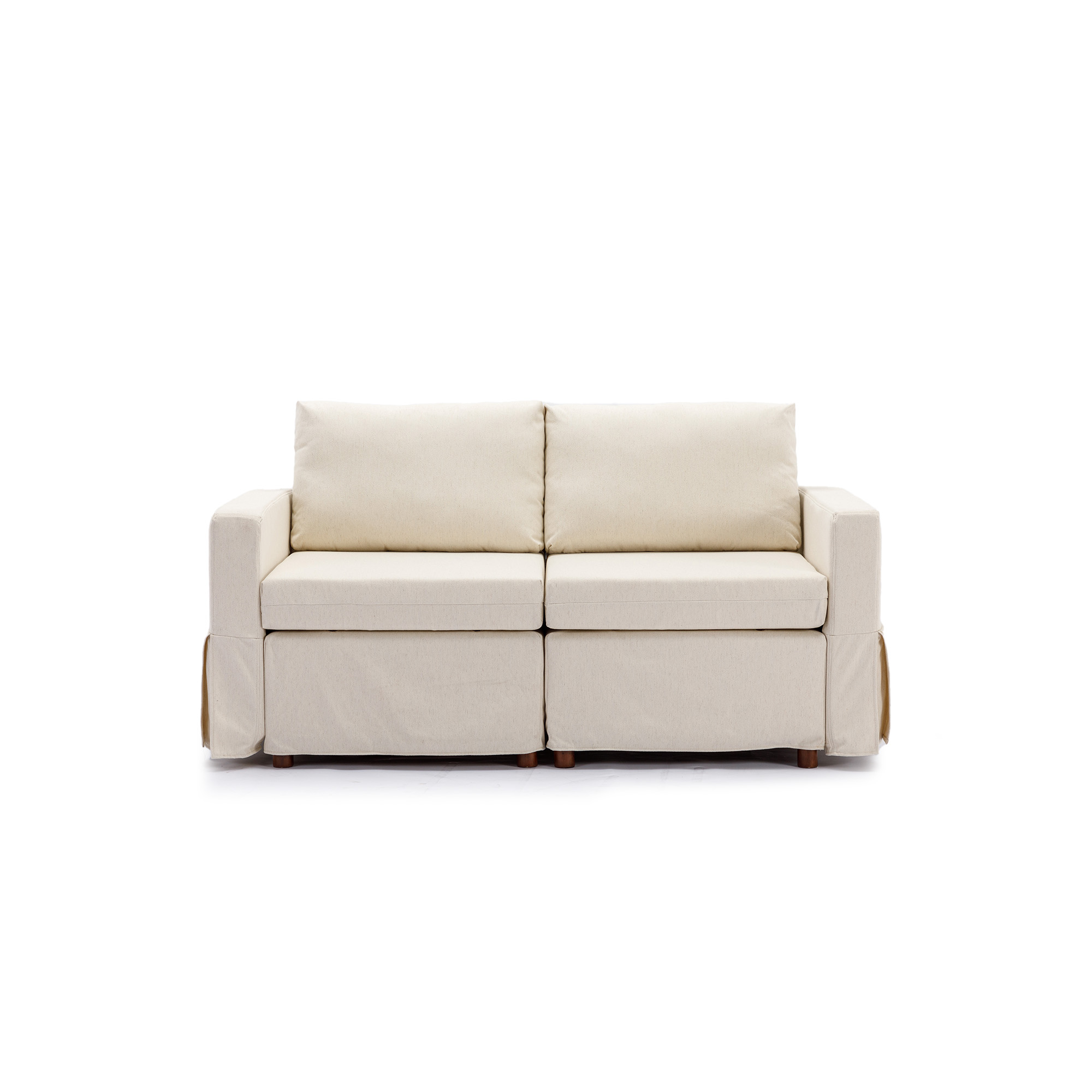 2 Seat Module Sectional Sofa Couch,Seat Cushion and Back Cushion Removable and Washable,Linen Fabric Cover,Cream