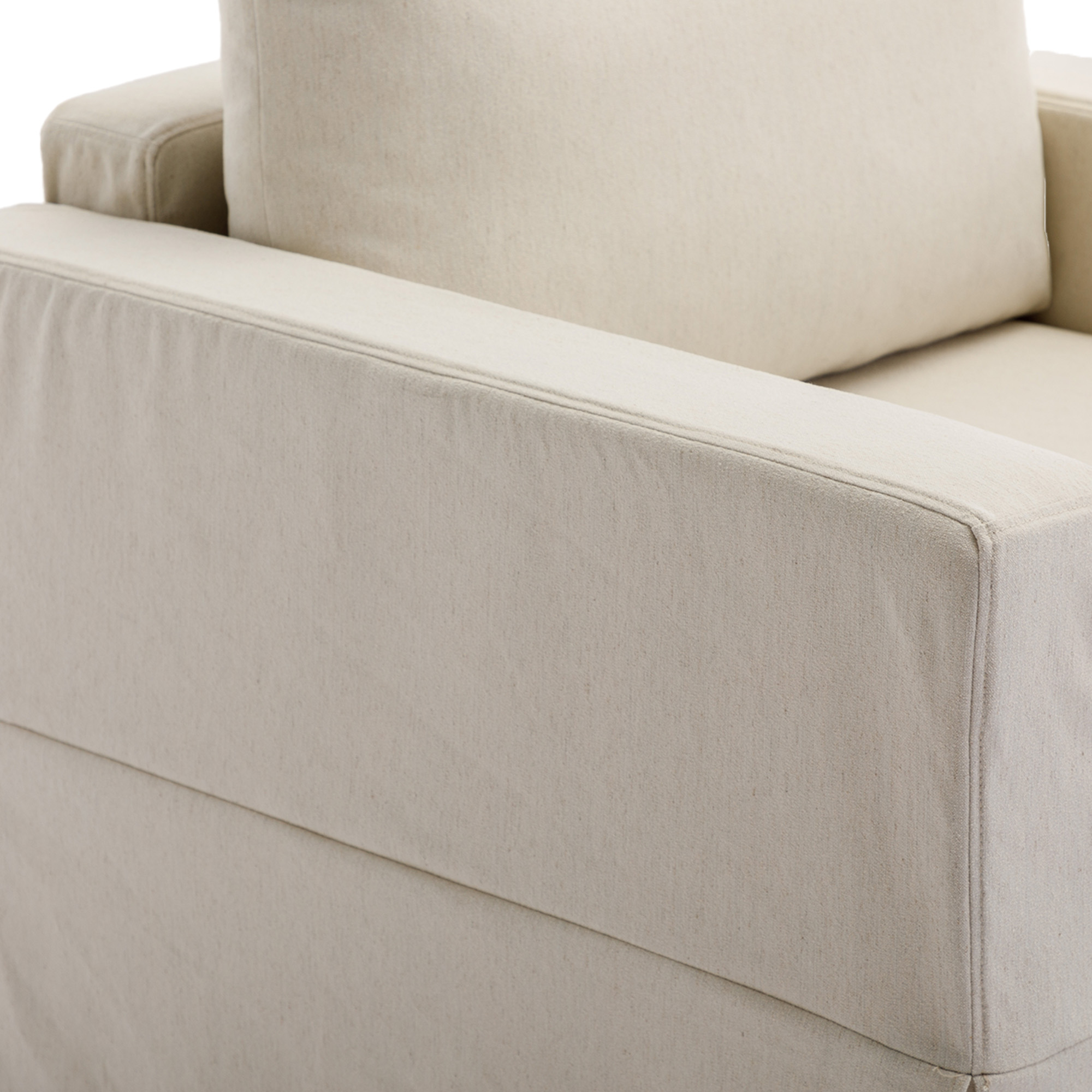 2 Seat Module Sectional Sofa Couch,Seat Cushion and Back Cushion Removable and Washable,Linen Fabric Cover,Cream