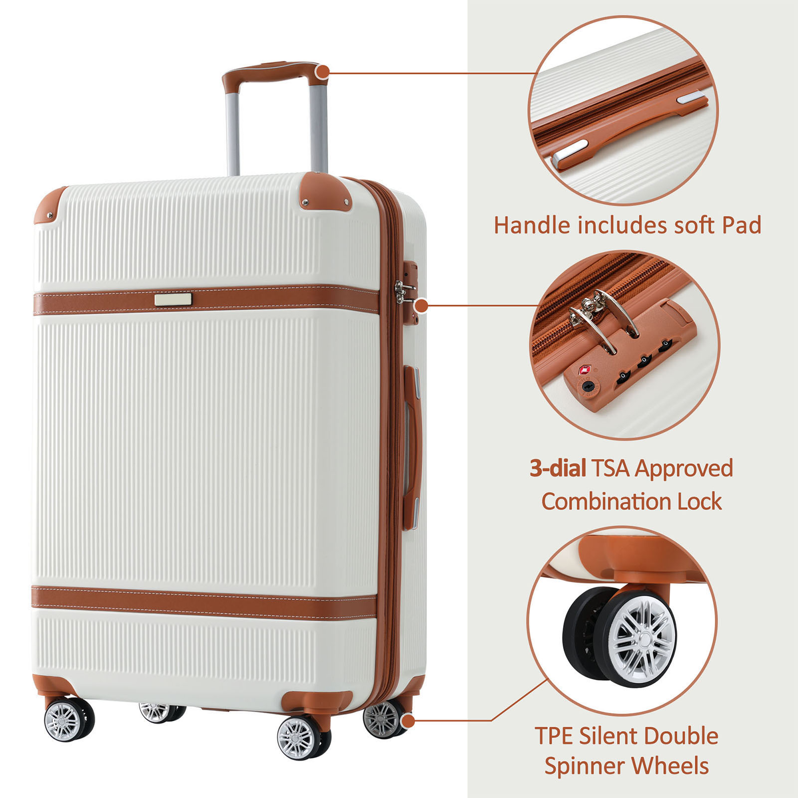 Hardshell Luggage Sets 3 Piece double spinner 8 wheels Suitcase with TSA Lock Lightweight 20''24''28''