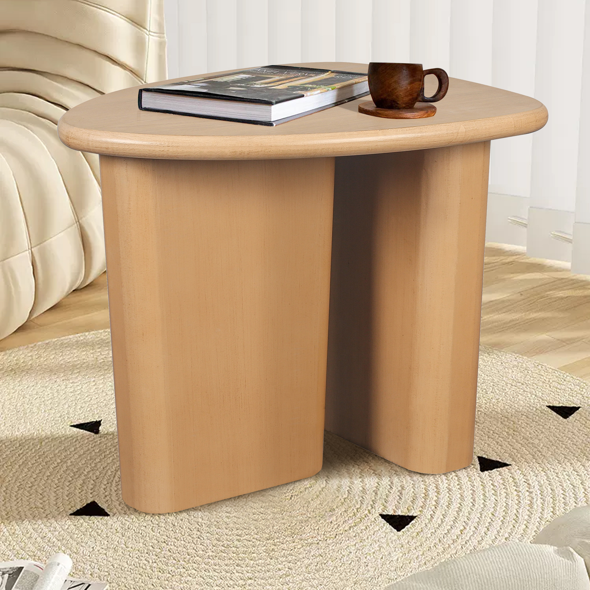 Tapered Tabletop Side Table(NATURAL WOOD)