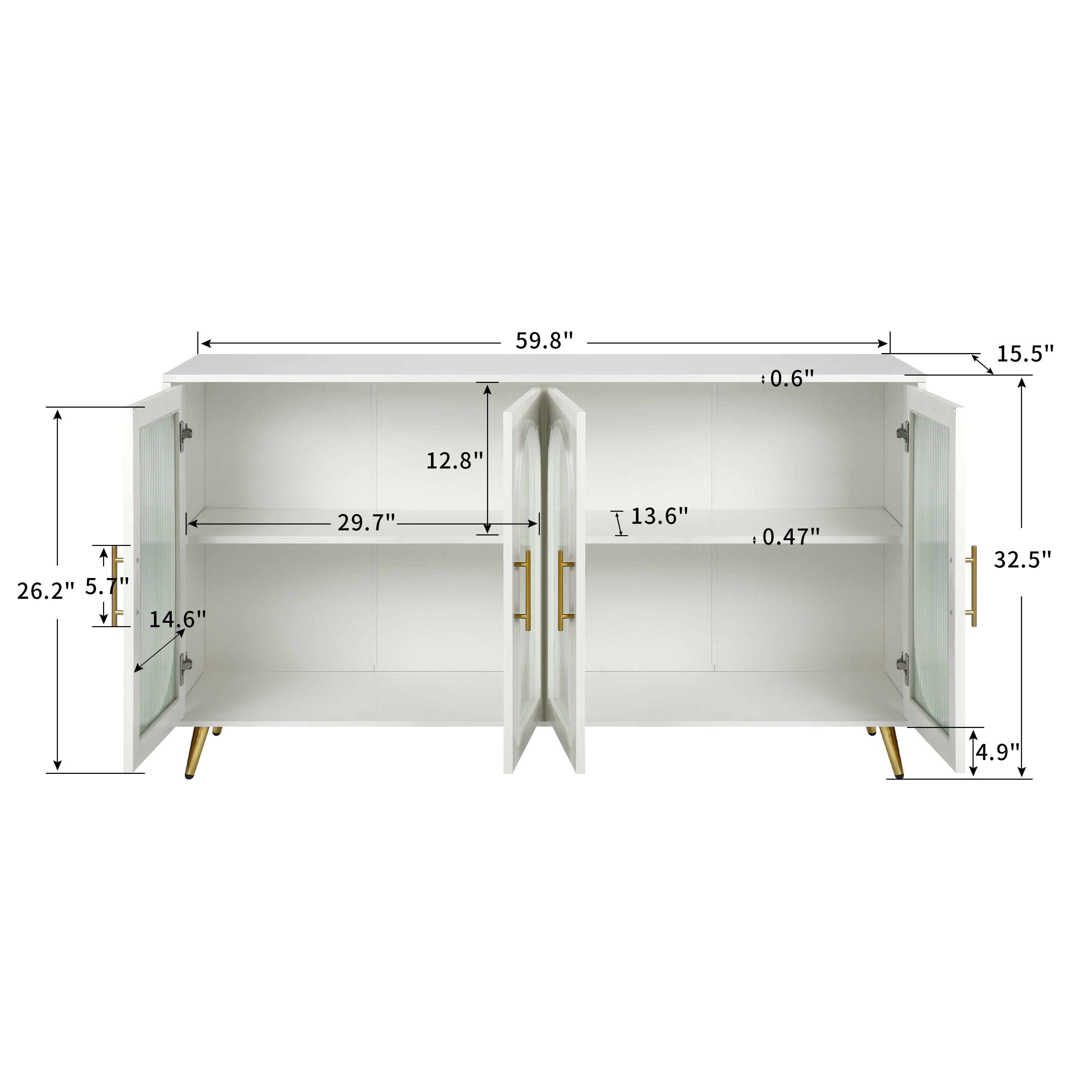 TV Stand for 65+ Inch TV, Wood TV Stand with Storage Cabinet & Adjustable Shelves, Media TV Console for Living Room Bedroom(White)