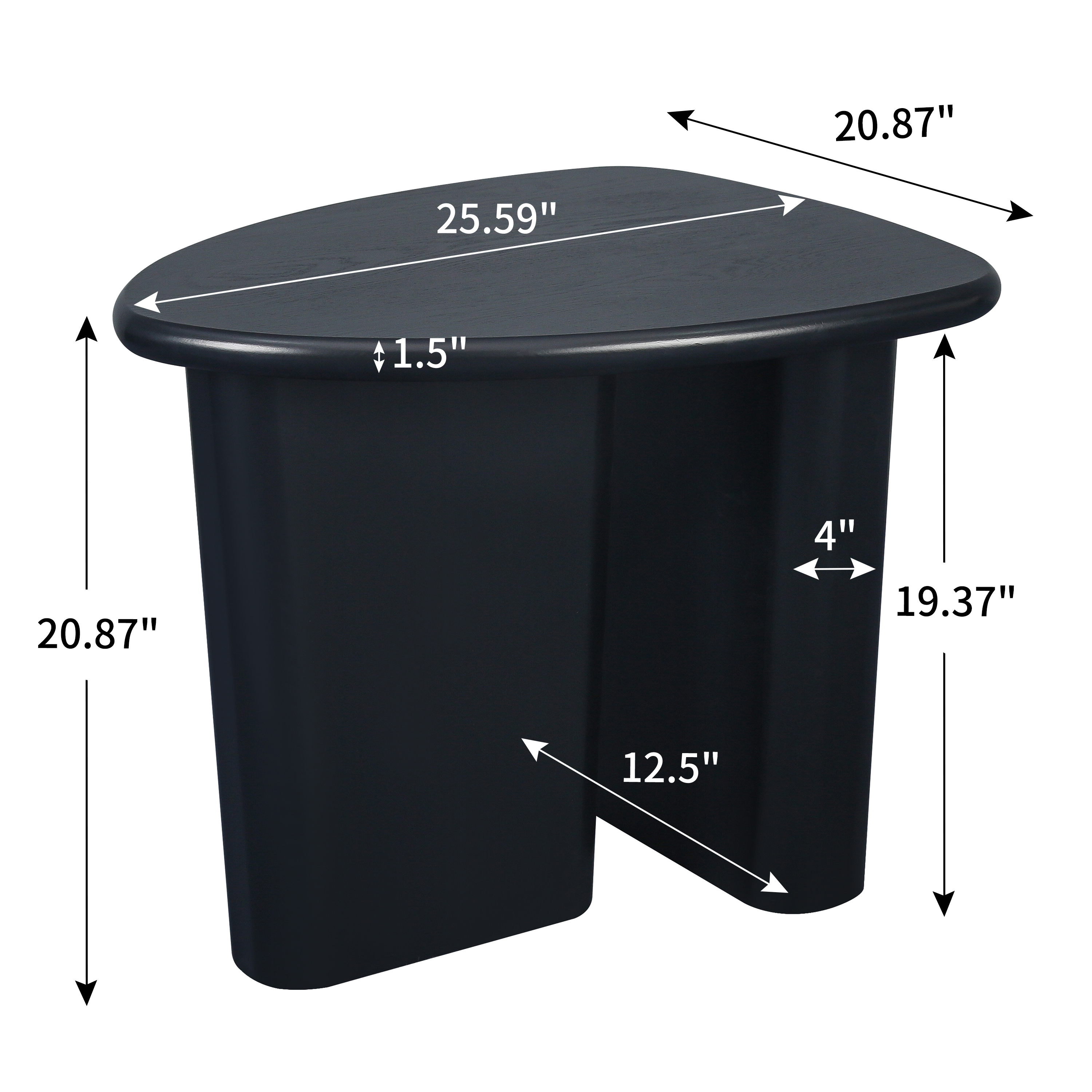 Tapered Tabletop Side Table(BLACK)