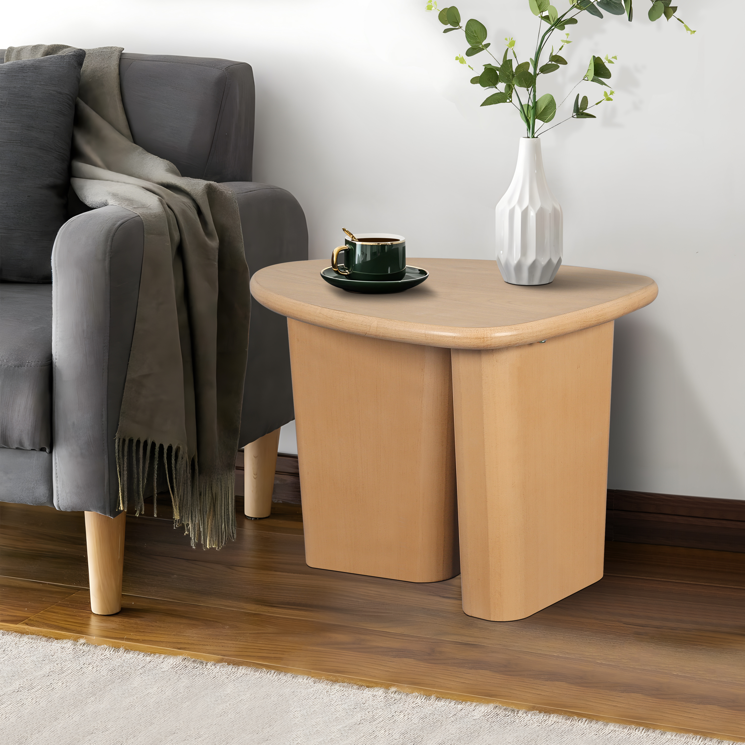 Tapered Tabletop Side Table(NATURAL WOOD)