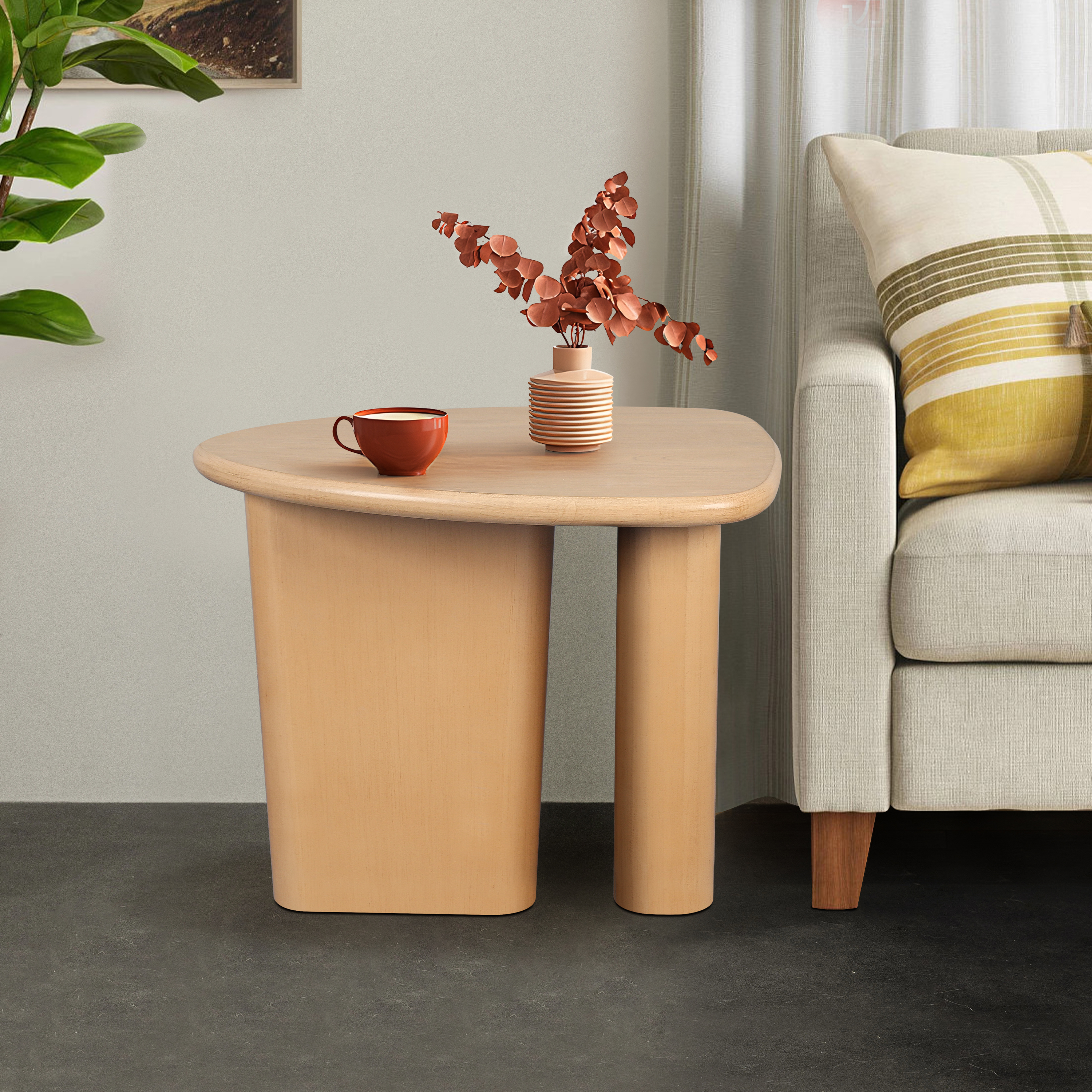 Tapered Tabletop Side Table(NATURAL WOOD)