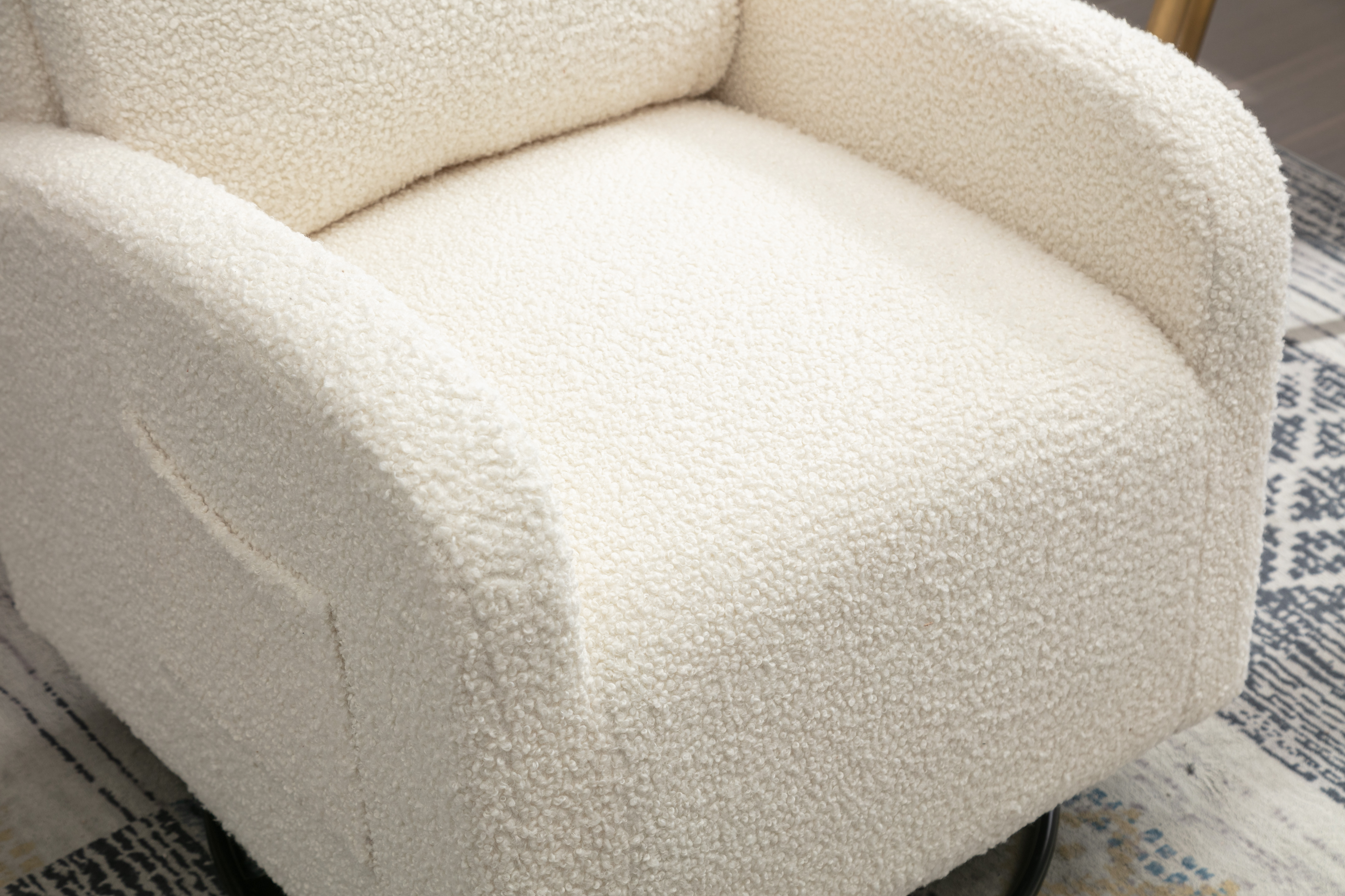 JiaDa Upholstered Swivel Glider.Rocking Chair for Nursery in White Teddy.Modern Style One Left Bag