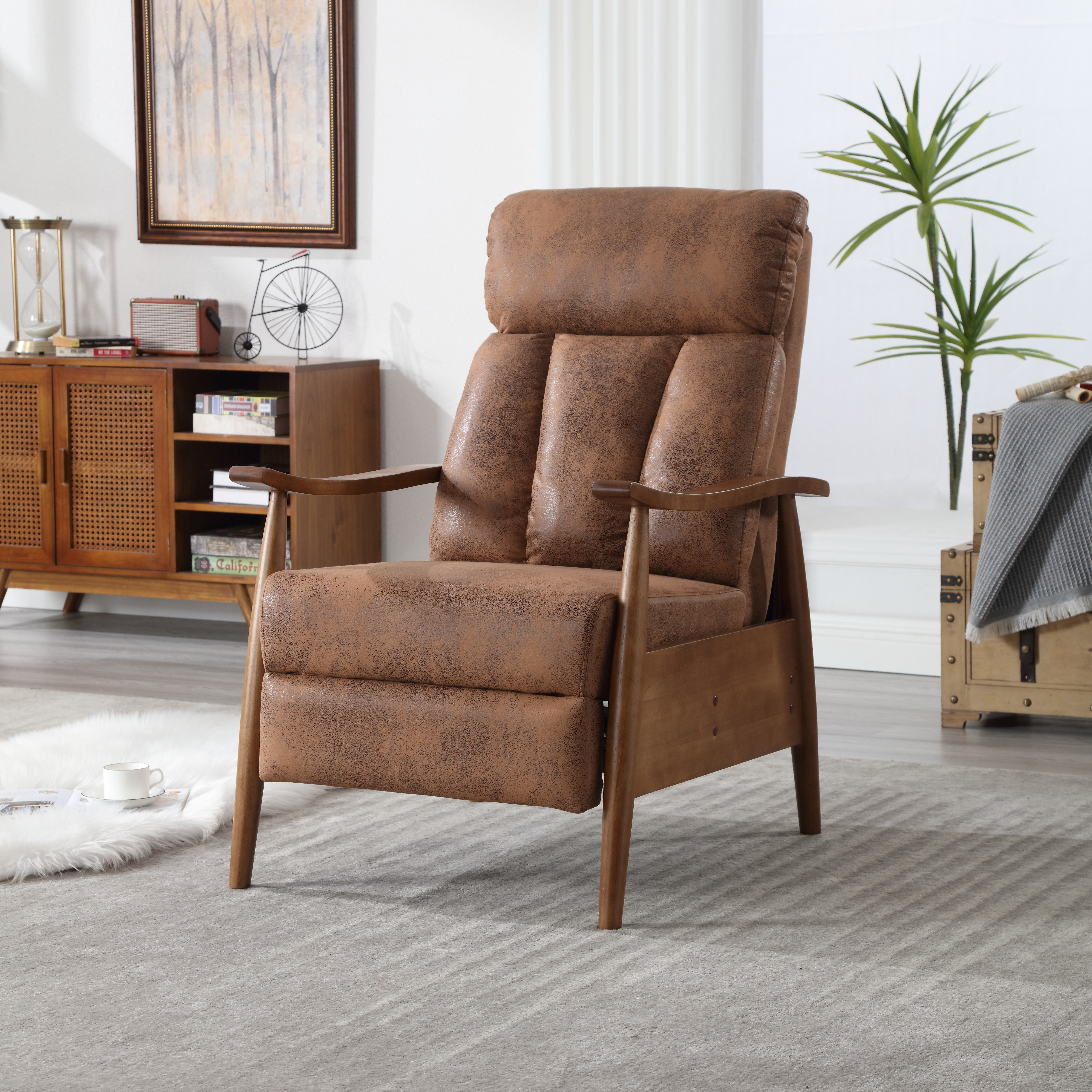 COOLMORE Wood Frame Armchair,  Modern Accent Chair Lounge Chair for Living Room