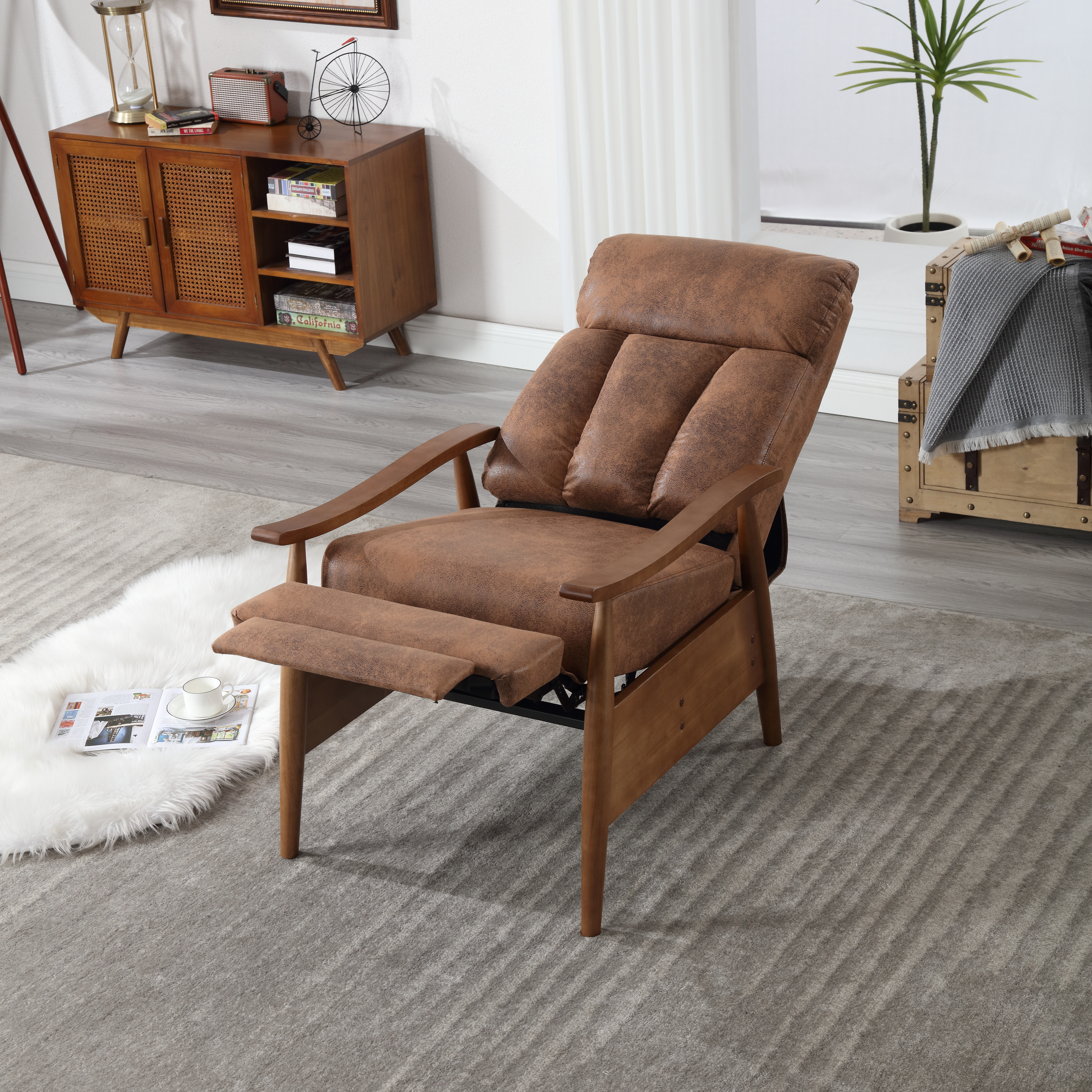 COOLMORE Wood Frame Armchair,  Modern Accent Chair Lounge Chair for Living Room