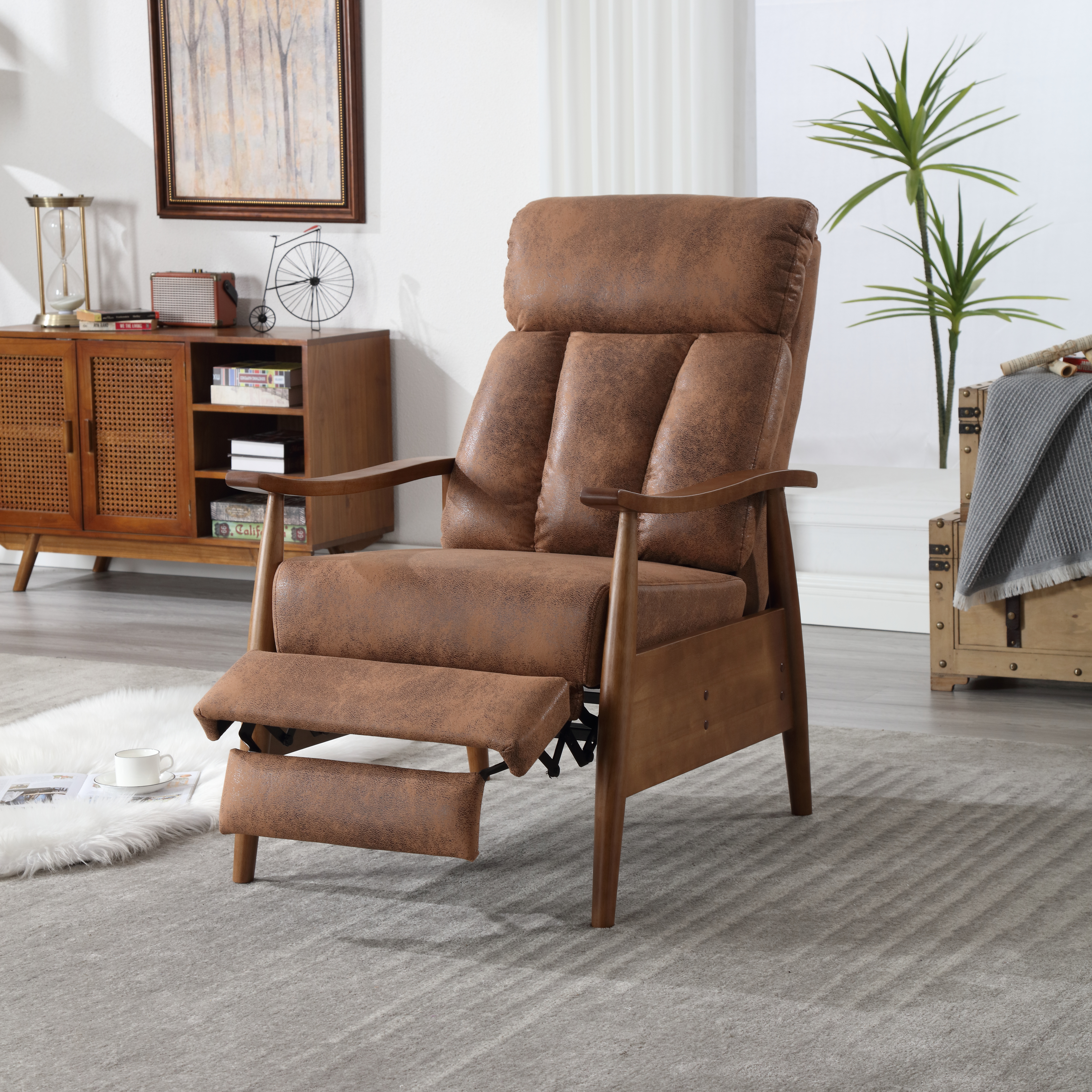 COOLMORE Wood Frame Armchair,  Modern Accent Chair Lounge Chair for Living Room