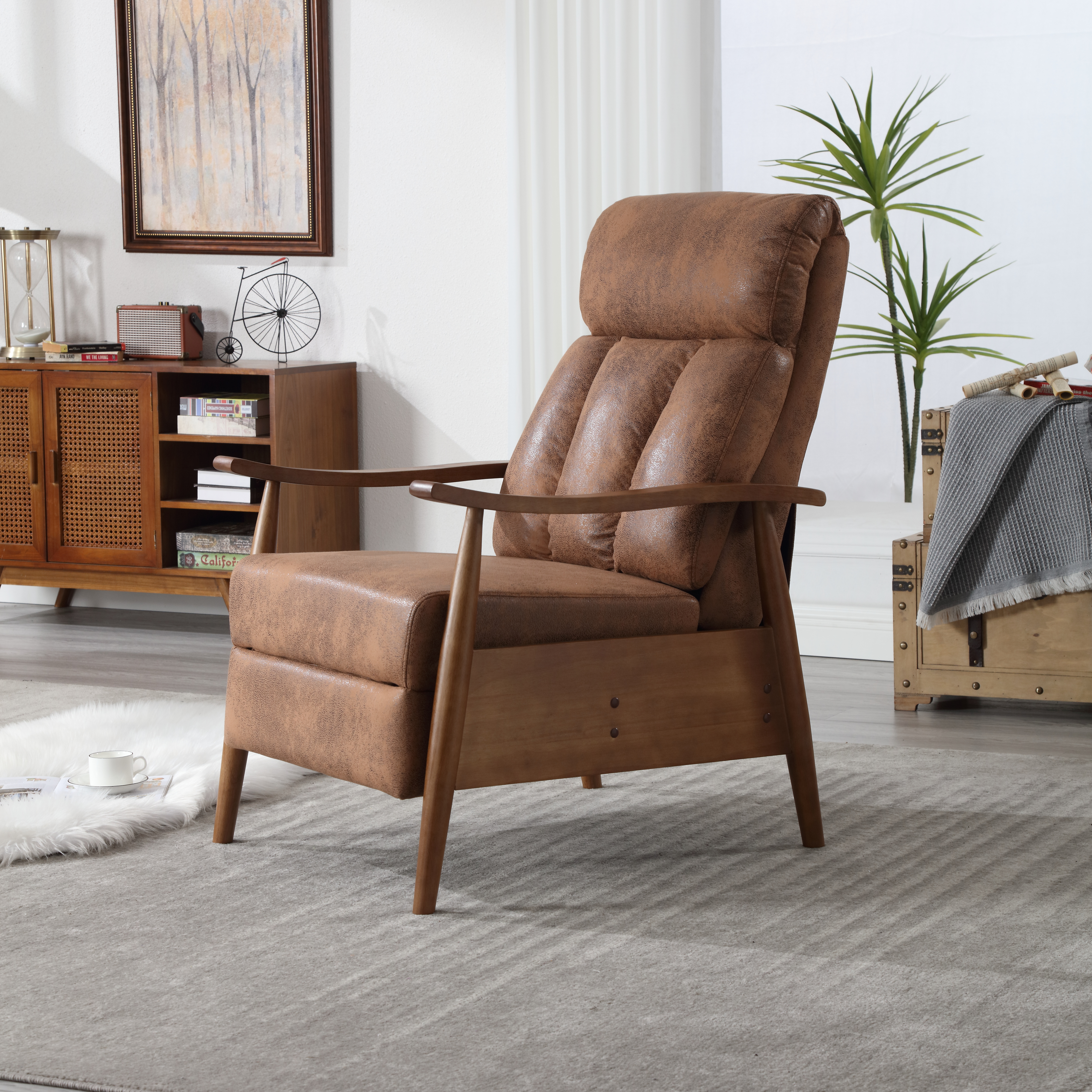 COOLMORE Wood Frame Armchair,  Modern Accent Chair Lounge Chair for Living Room