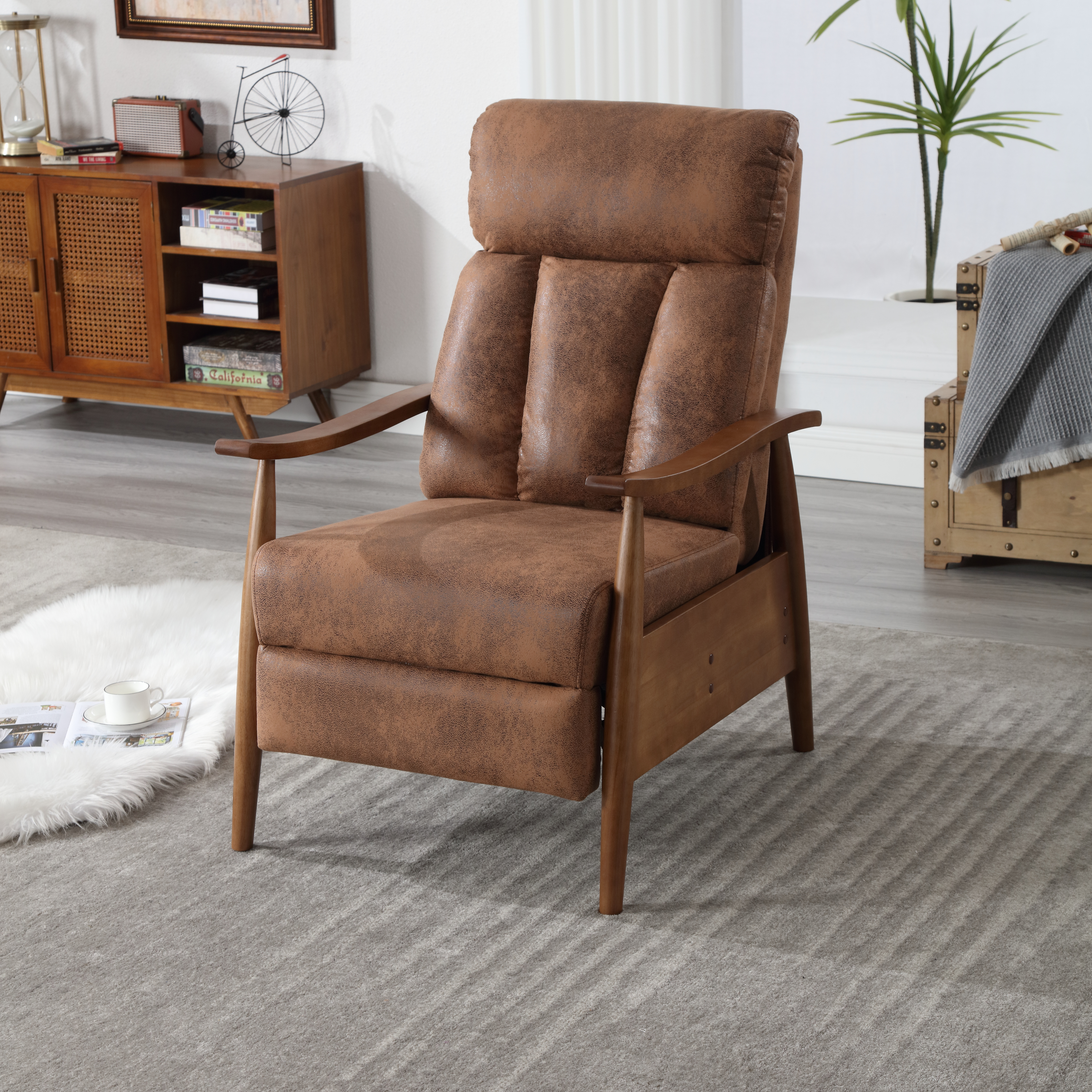 COOLMORE Wood Frame Armchair,  Modern Accent Chair Lounge Chair for Living Room