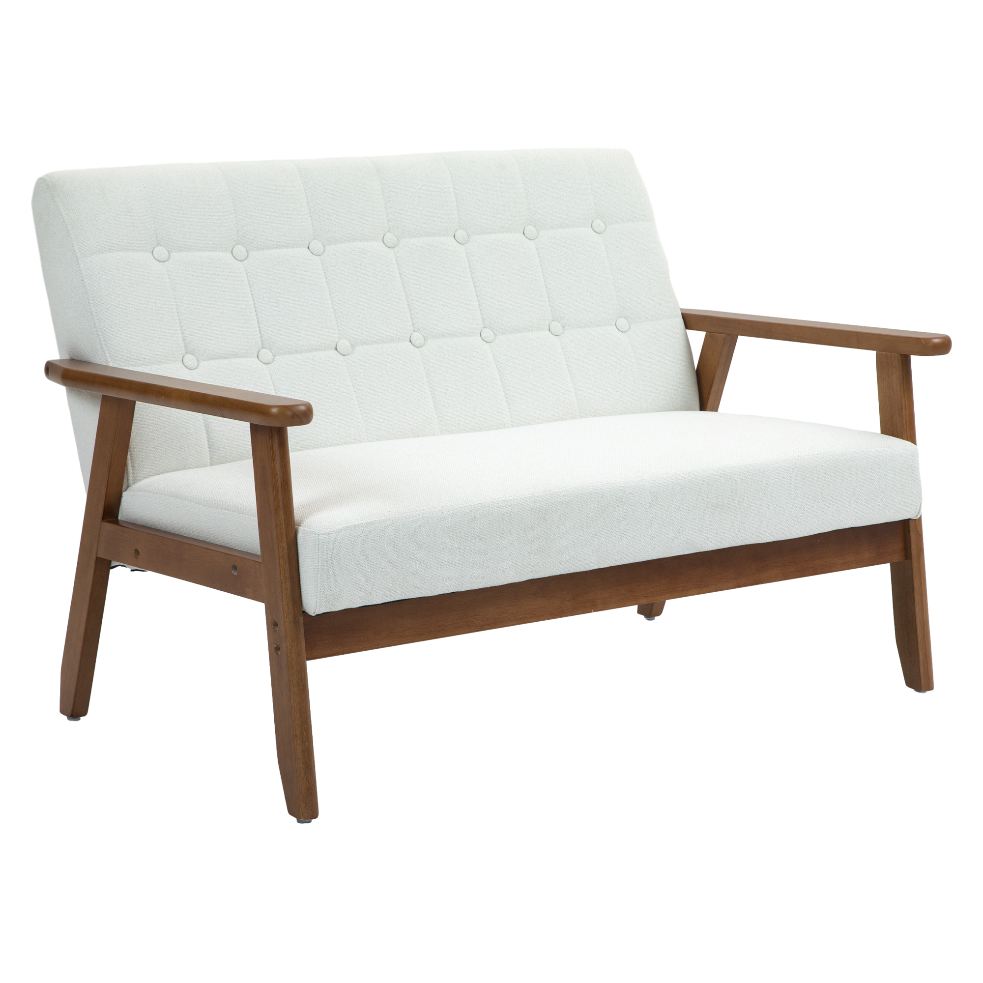 COOLMORE Mid-Century Modern Solid Loveseat Sofa Upholstered Linen Loveseat, 2-Seat Upholstered Loveseat Sofa Modern Couch