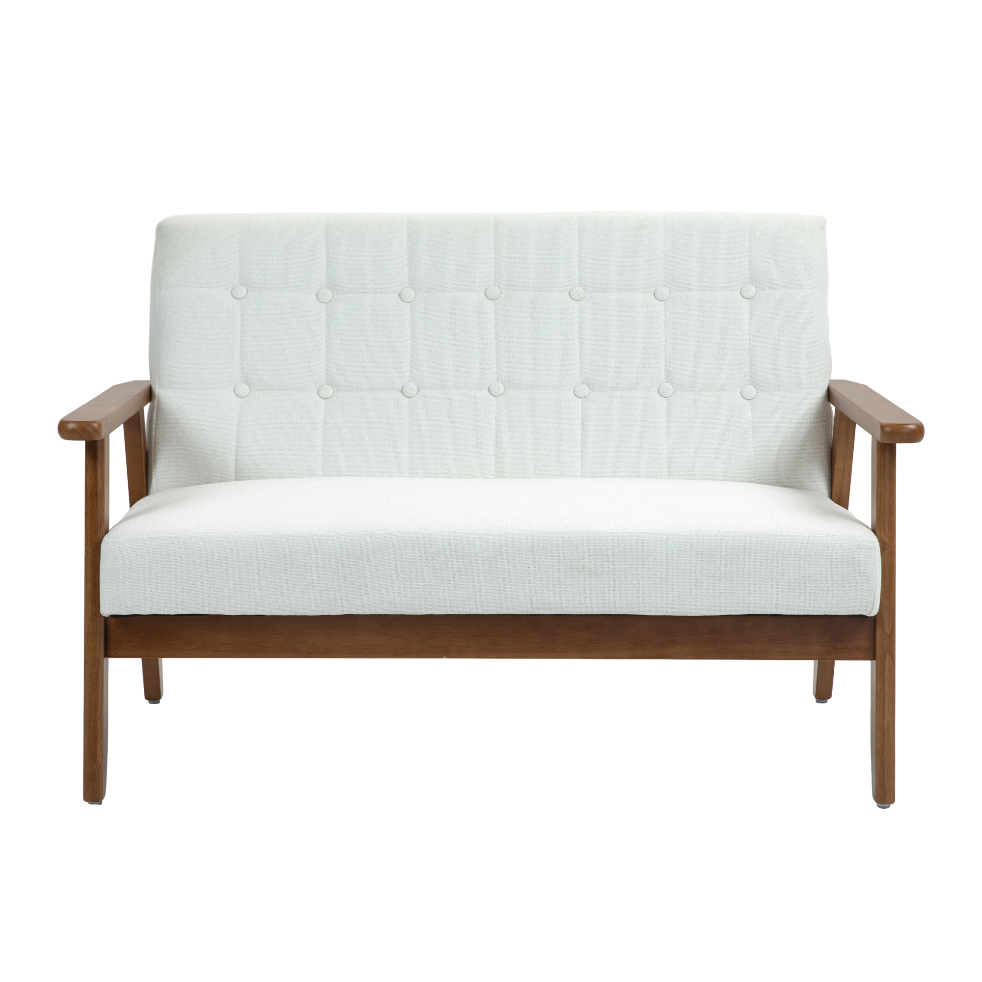 COOLMORE Mid-Century Modern Solid Loveseat Sofa Upholstered Linen Loveseat, 2-Seat Upholstered Loveseat Sofa Modern Couch