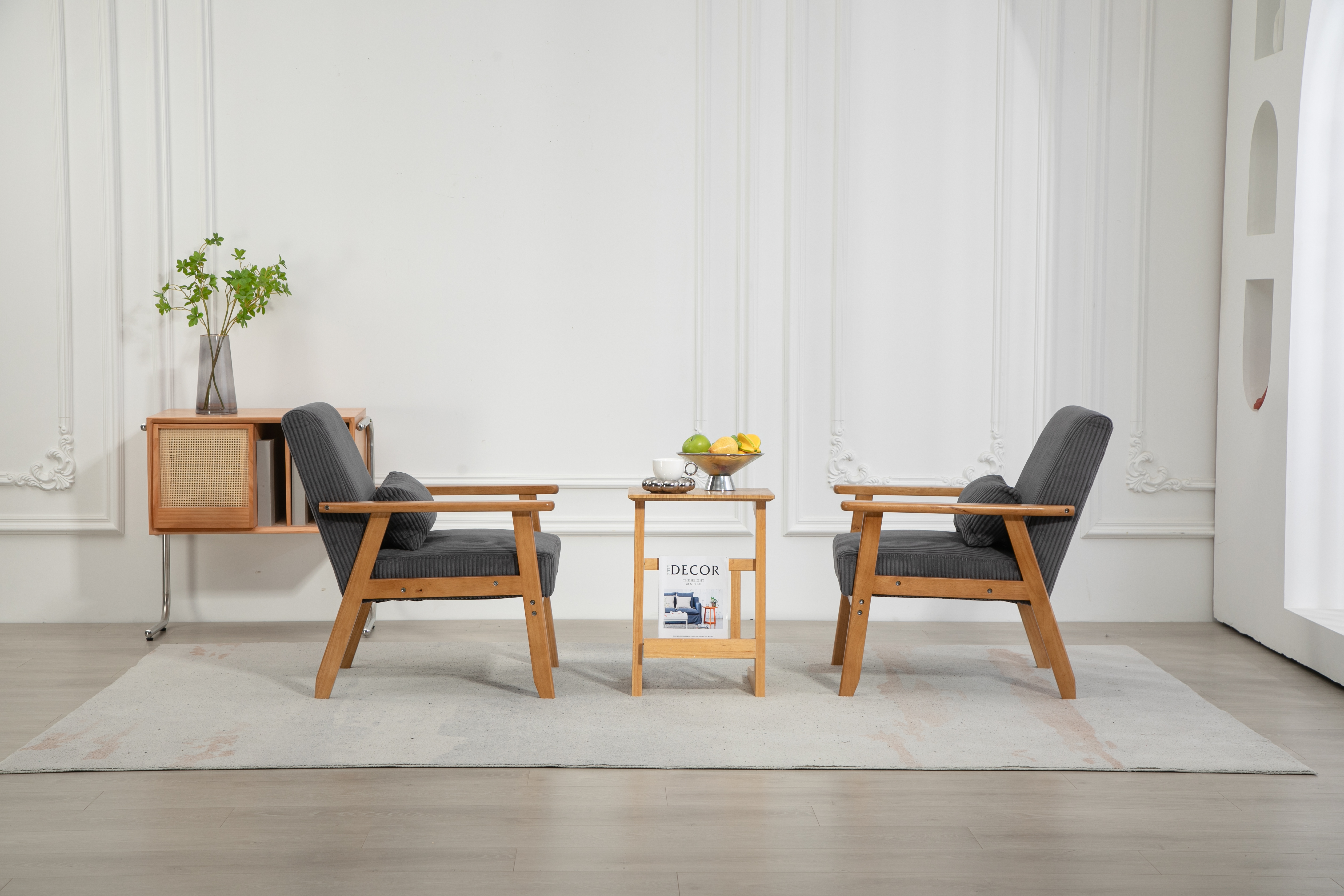 Chaise de loisirs avec accoudoirs et pieds en bois massif, chaise de loisirs, cadre en bois, velours, l, pieds en caoutchouc massif, chaise d'accent de style moderne du milieu du siècle, pour salon, chambre à coucher, chaise de studio, deux packs