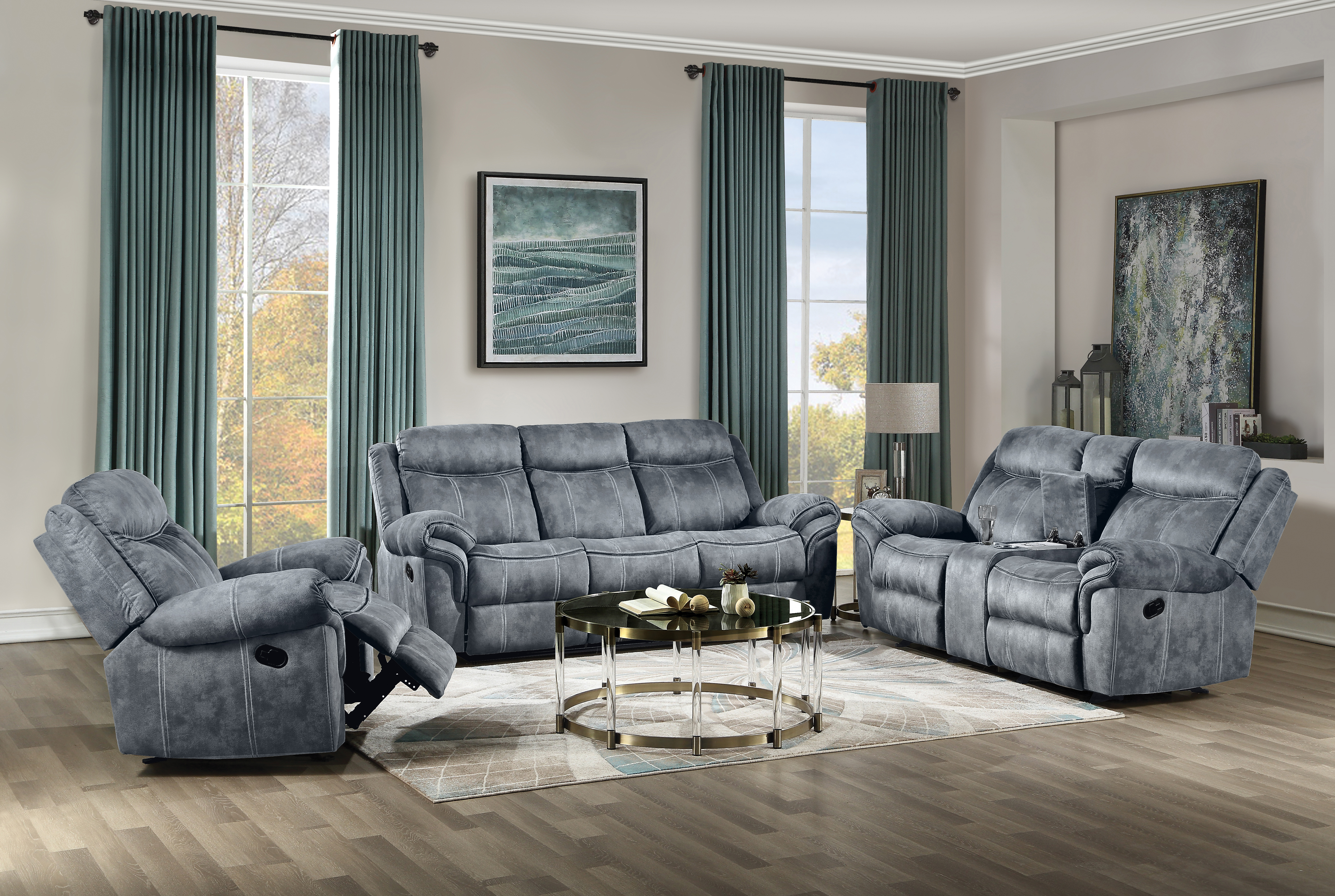 ACME Zubaida Sofa (Glider & Motion), 2-Tone Gray Velvet 55025