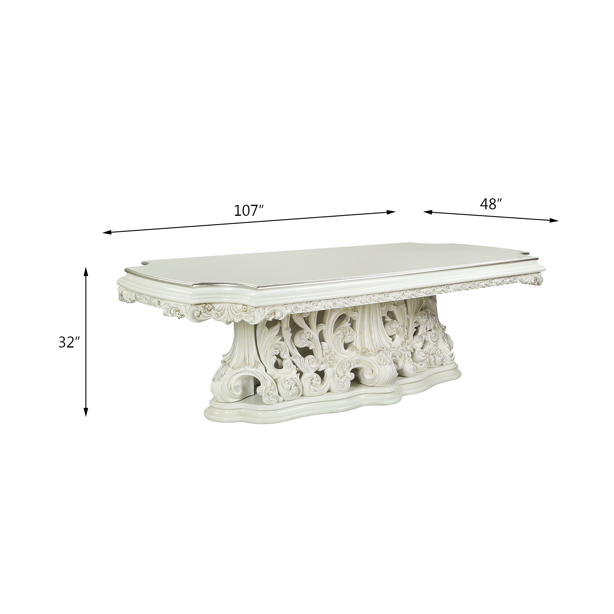 ACME Adara DINING TABLE Antique White Finish DN01229