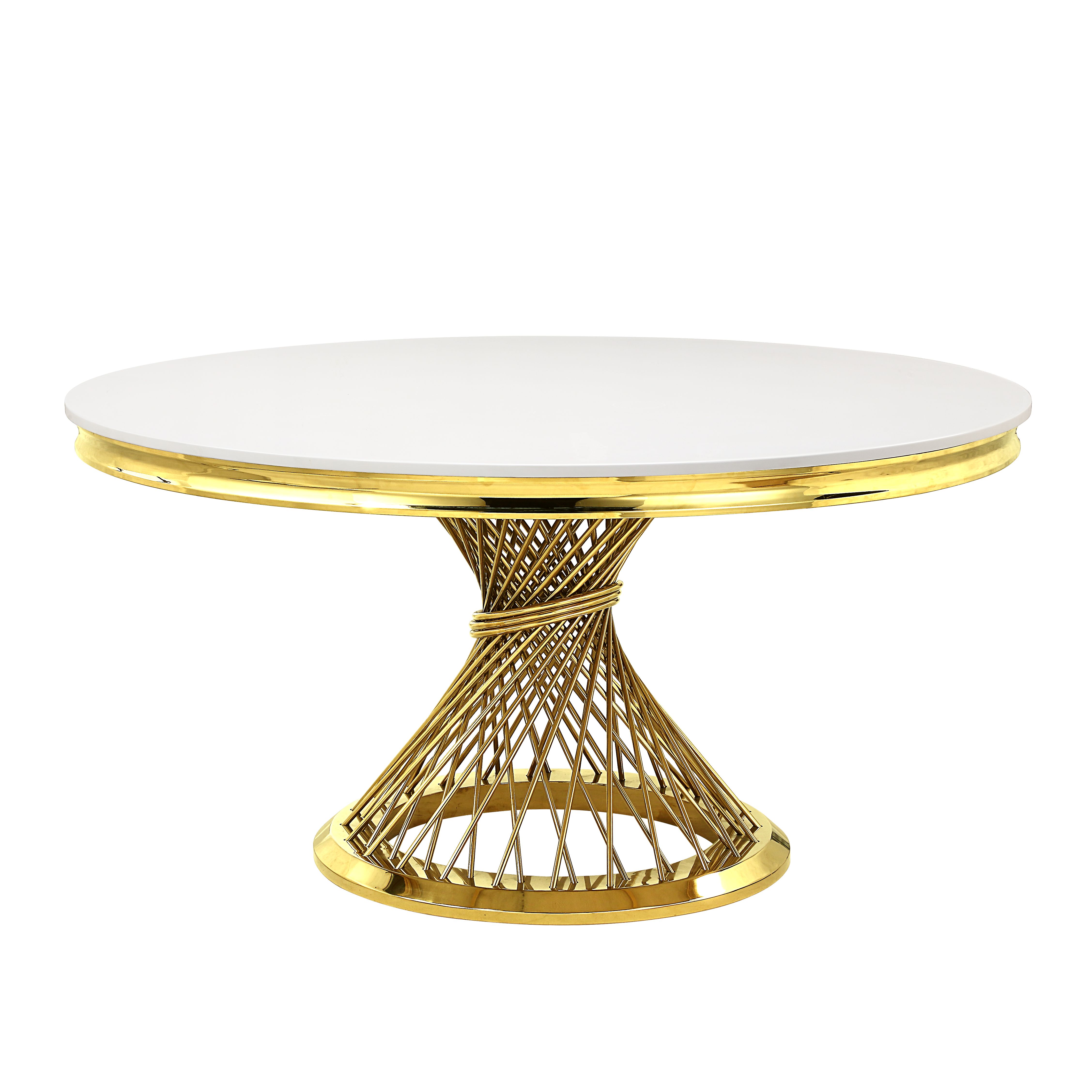 ACME Fallon Dining Table, Faux Marble Top & Mirrored Gold Finish DN01189