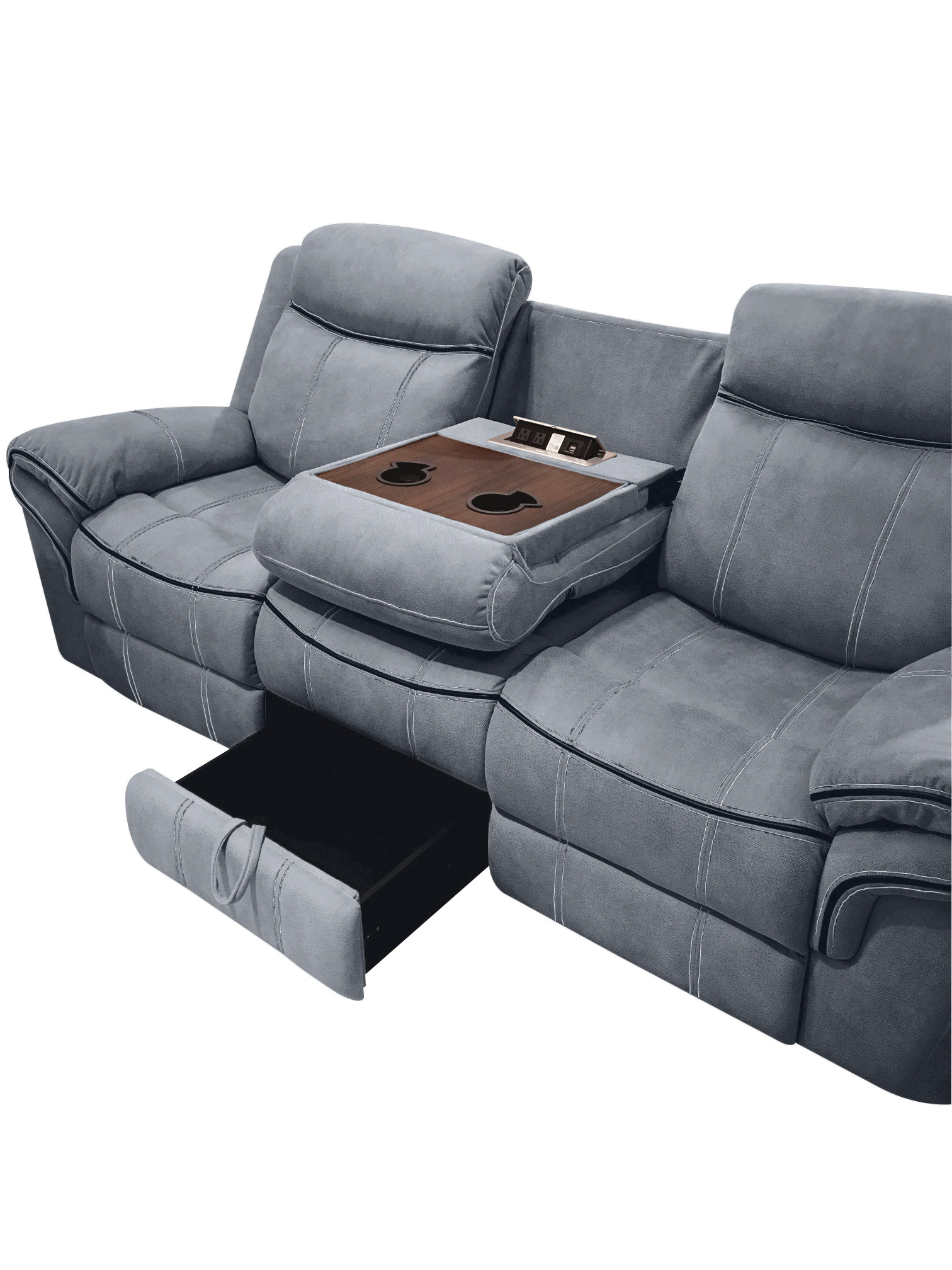 ACME Zubaida Sofa (Glider & Motion), 2-Tone Gray Velvet 55025