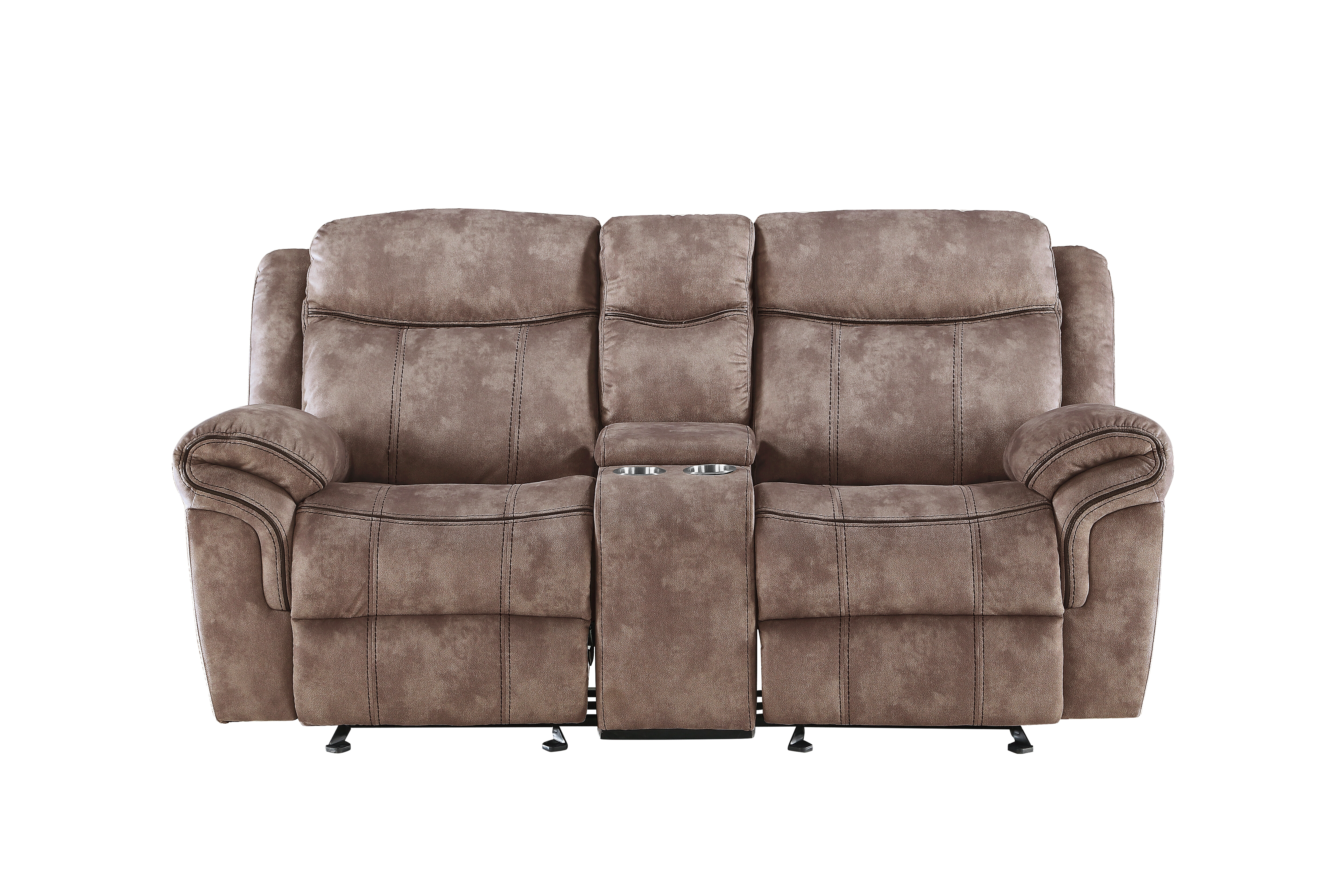 ACME Zubaida Loveseat w/Console (Glider & Motion), 2-Tone Chocolate Velvet 55021